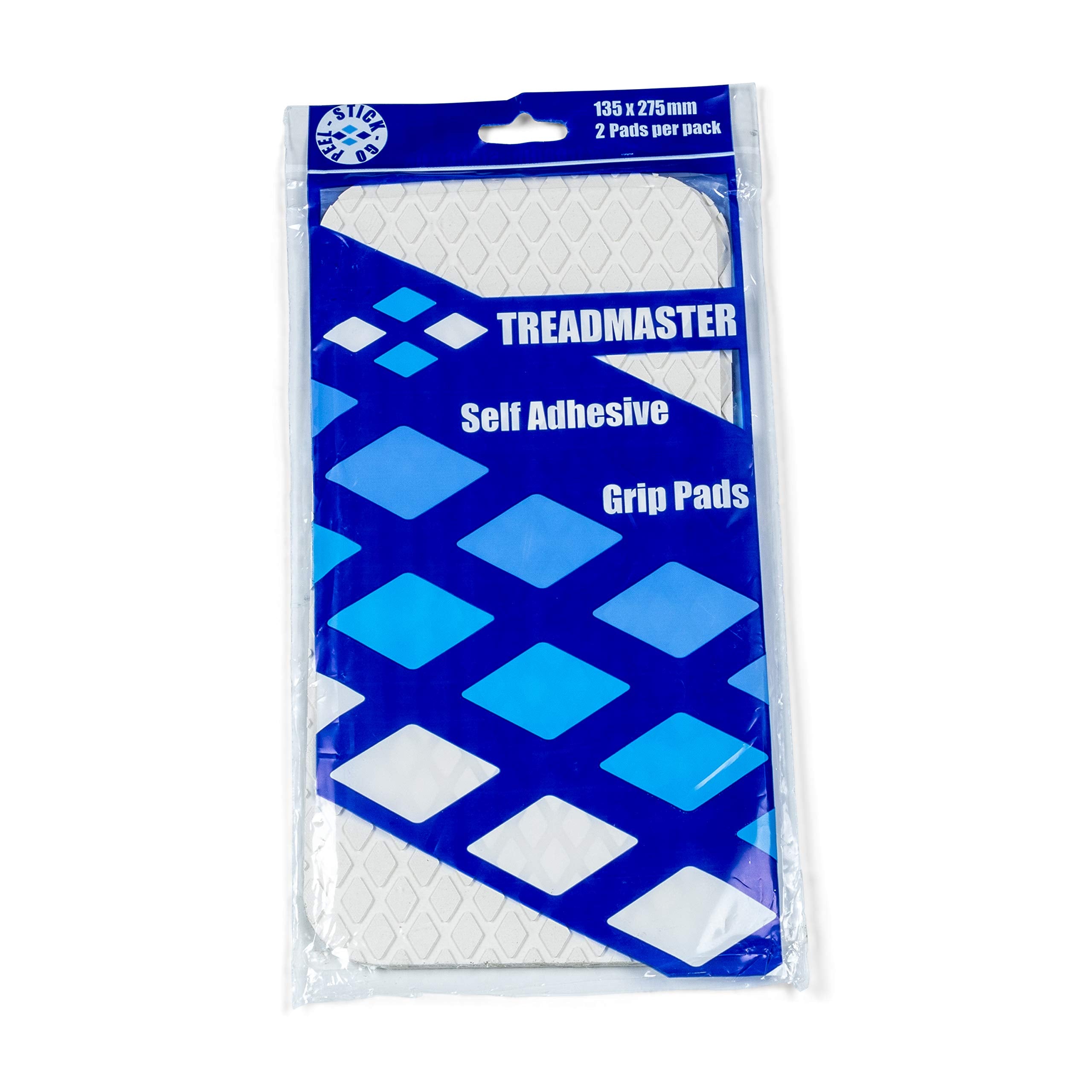 Lewmar Diamond Step Pad Treadmaster, Size 1, Measures 10-34" W x 5-1/4" D, self-Adhesive Backing, Chemical Resistant Nitrite PVC Construction, 2 Pack, White Sand - 2020212501
