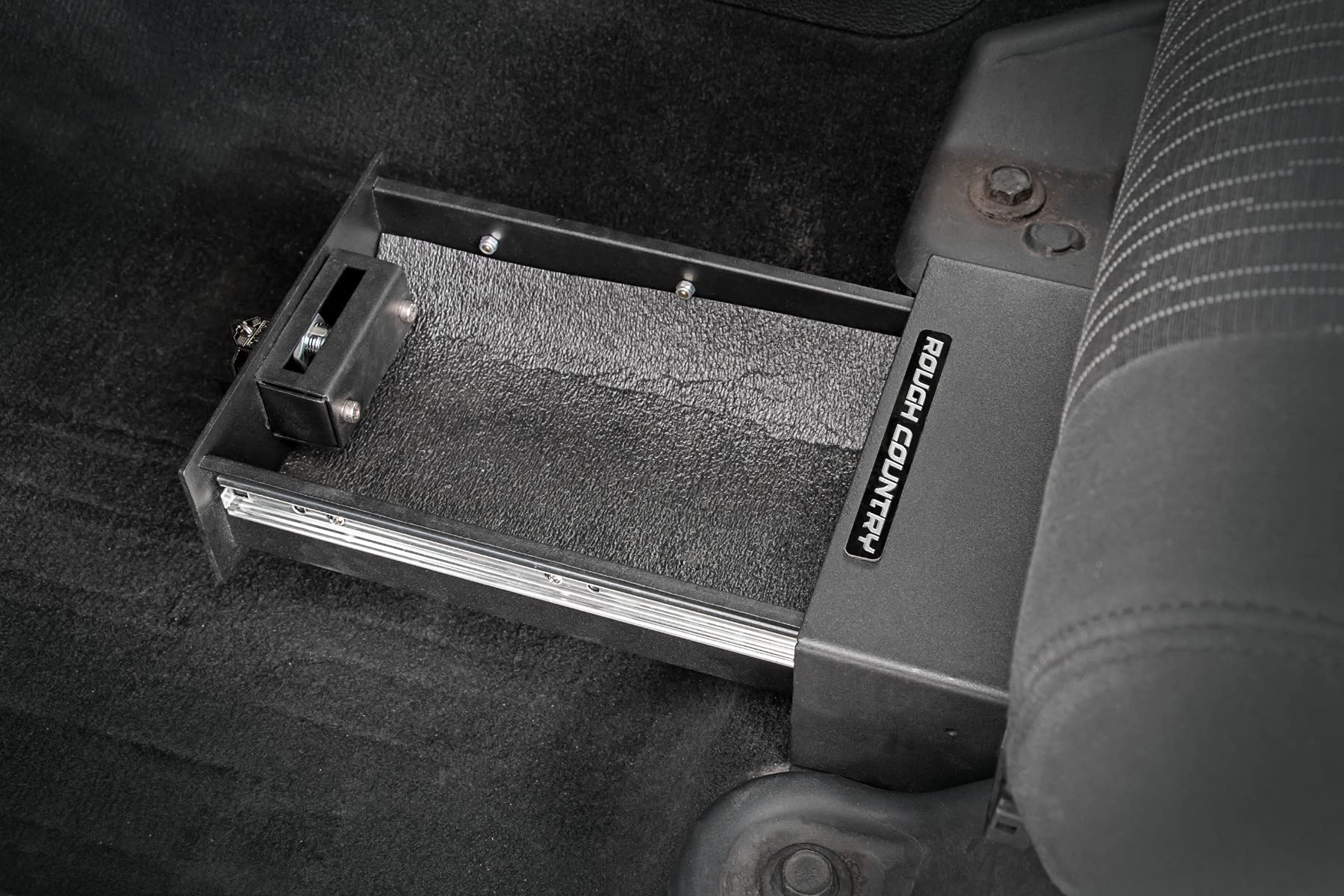 Under Seat Storage Rough Country for Jeep Wrangler JK (2007-2010) & Wrangler Unlimited (2007-2018) - Hidden Storage Keeps Valuables Locked & Secure