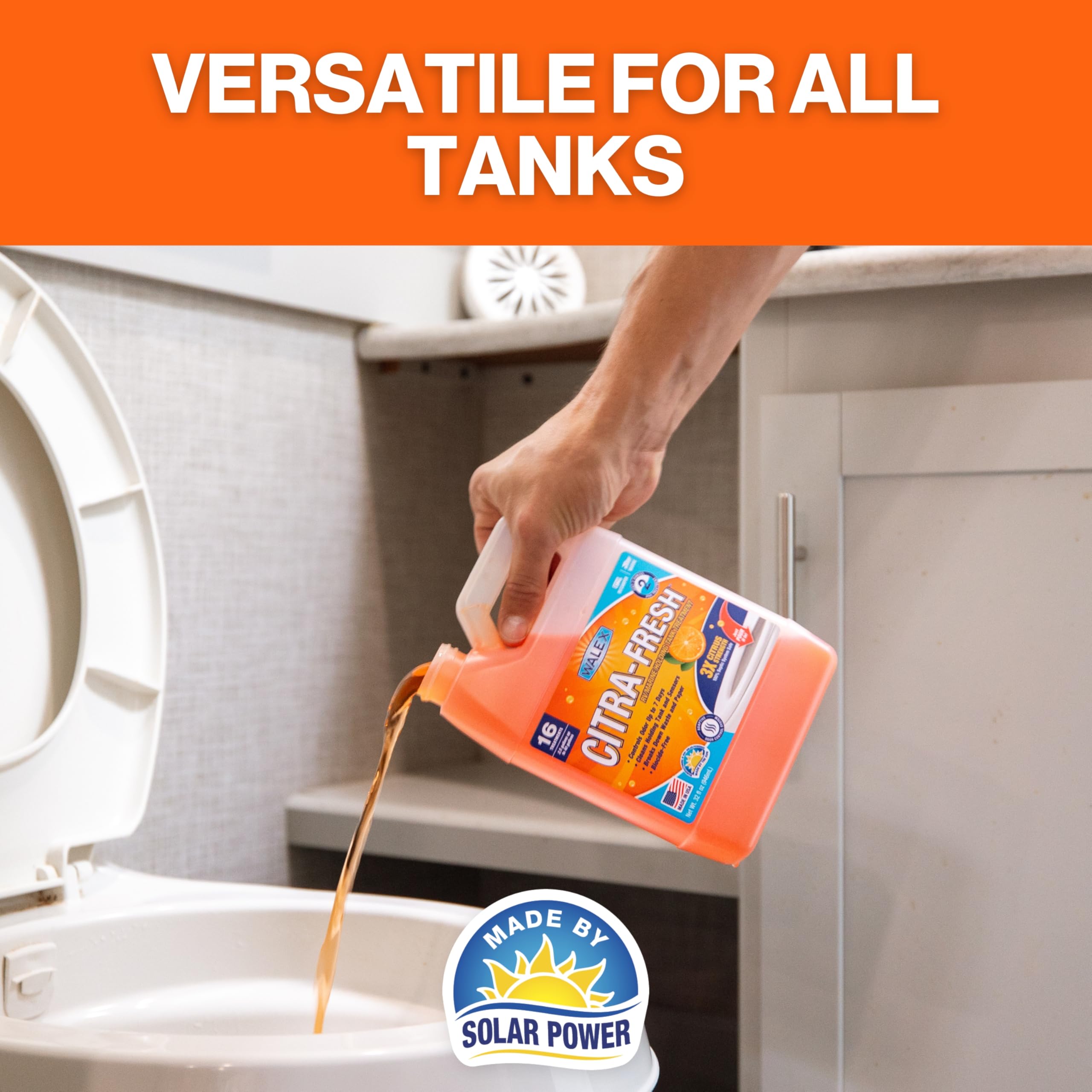 Citra-Fresh Walex Liquid Holding Tank Treatment for RV, Camper & Marine - Black Water Tank Deodorizer for Rapid Breakdown of Waste & Toilet Paper, Biocide-Free, Septic Tank Safe, 1 Gallon