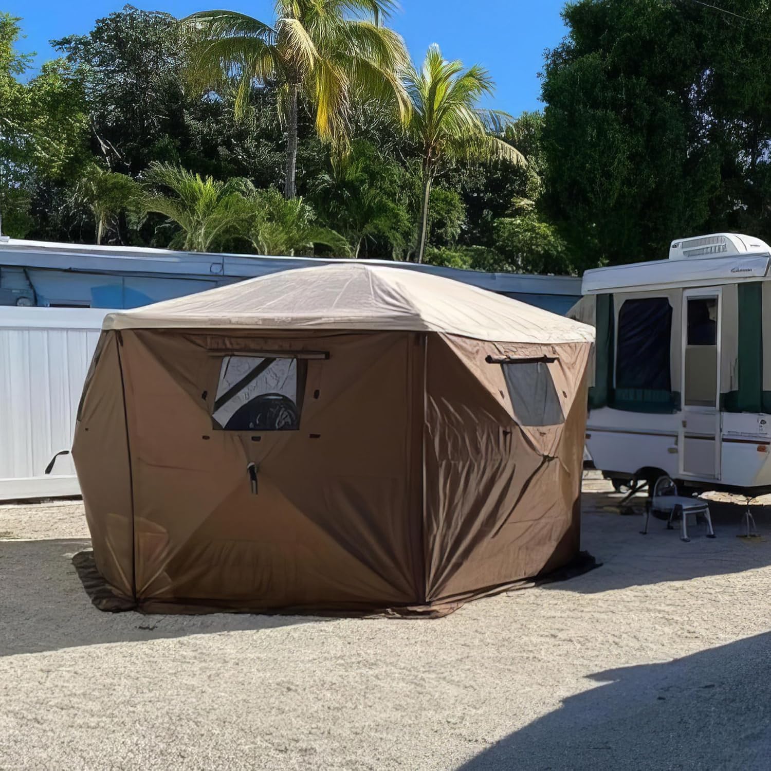 CLAM Quick-Set Wind and Sun Panel Attachment for Sport Escape Screen Shelter Canopy Tent with Carrying Bag, Accessory Only, Brown (3 Pack)