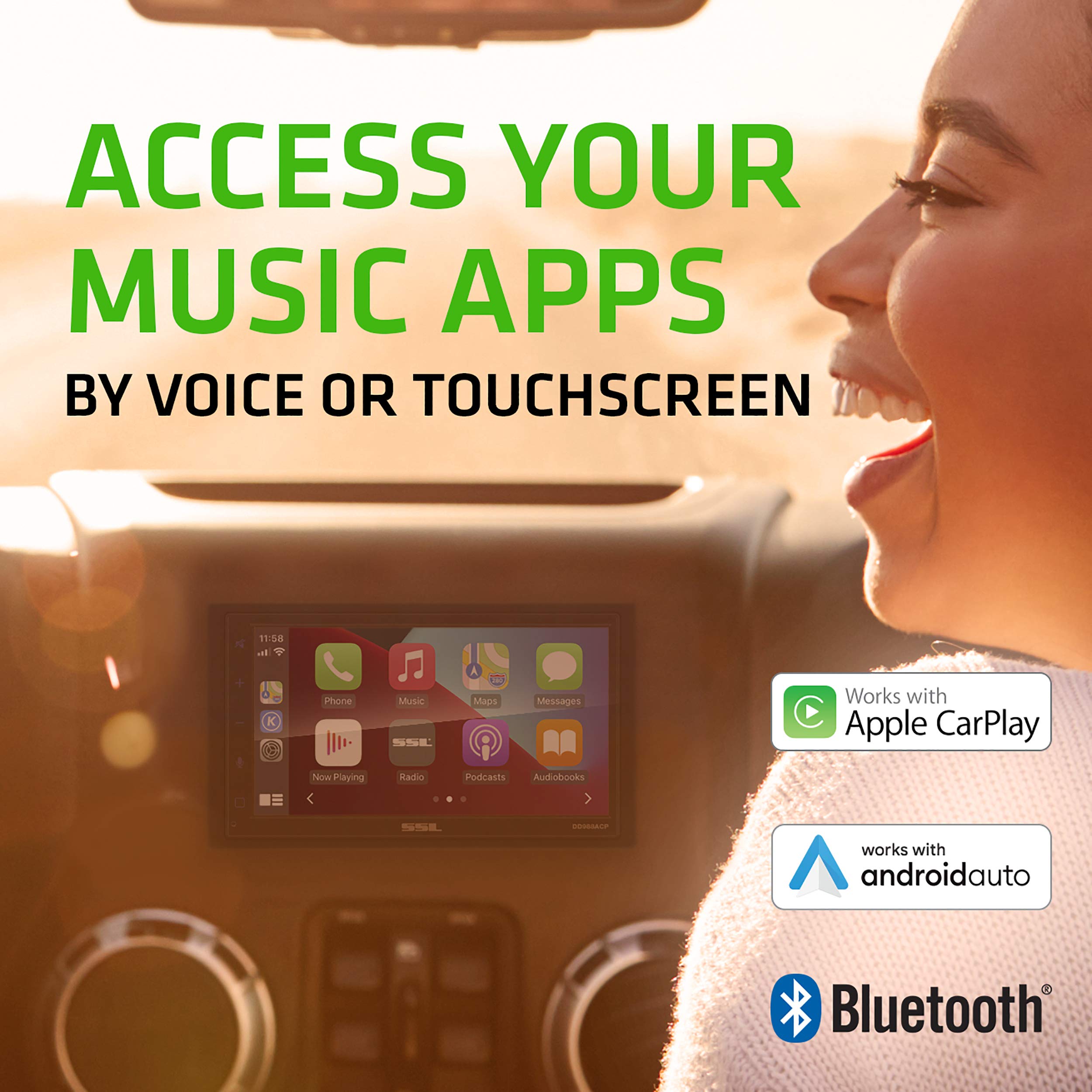 Sound Storm Laboratories Car Audio DD988ACP System - Android Auto, Double-Din with 6.75 Inch Capacitive Touchscreen, Bluetooth Audio and Calling Head Unit, No CD Player, Radio Receiver