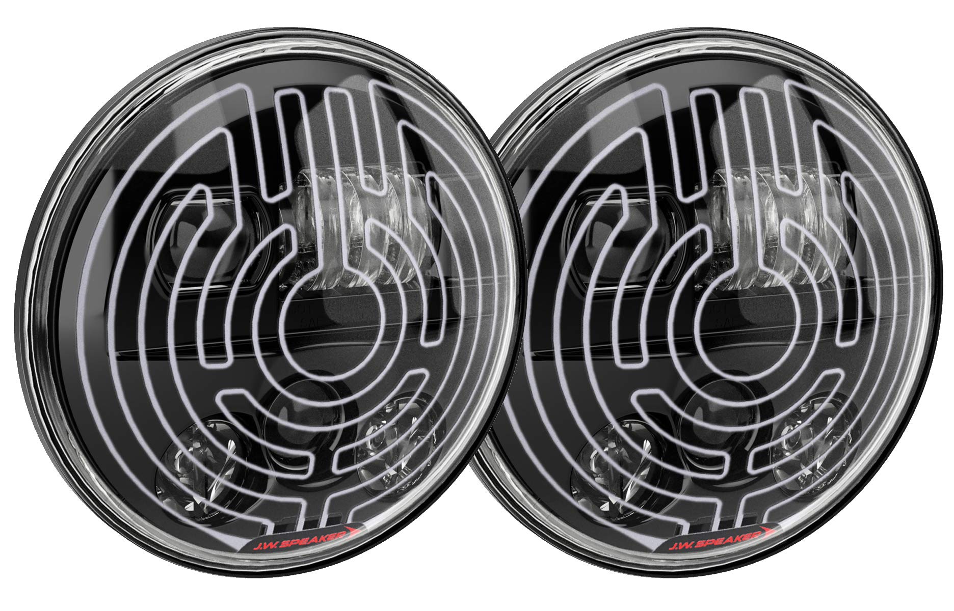 JW Speaker Model 8730 LED Headlight, 7 Inch Round, Set of 2 (Heated Black)