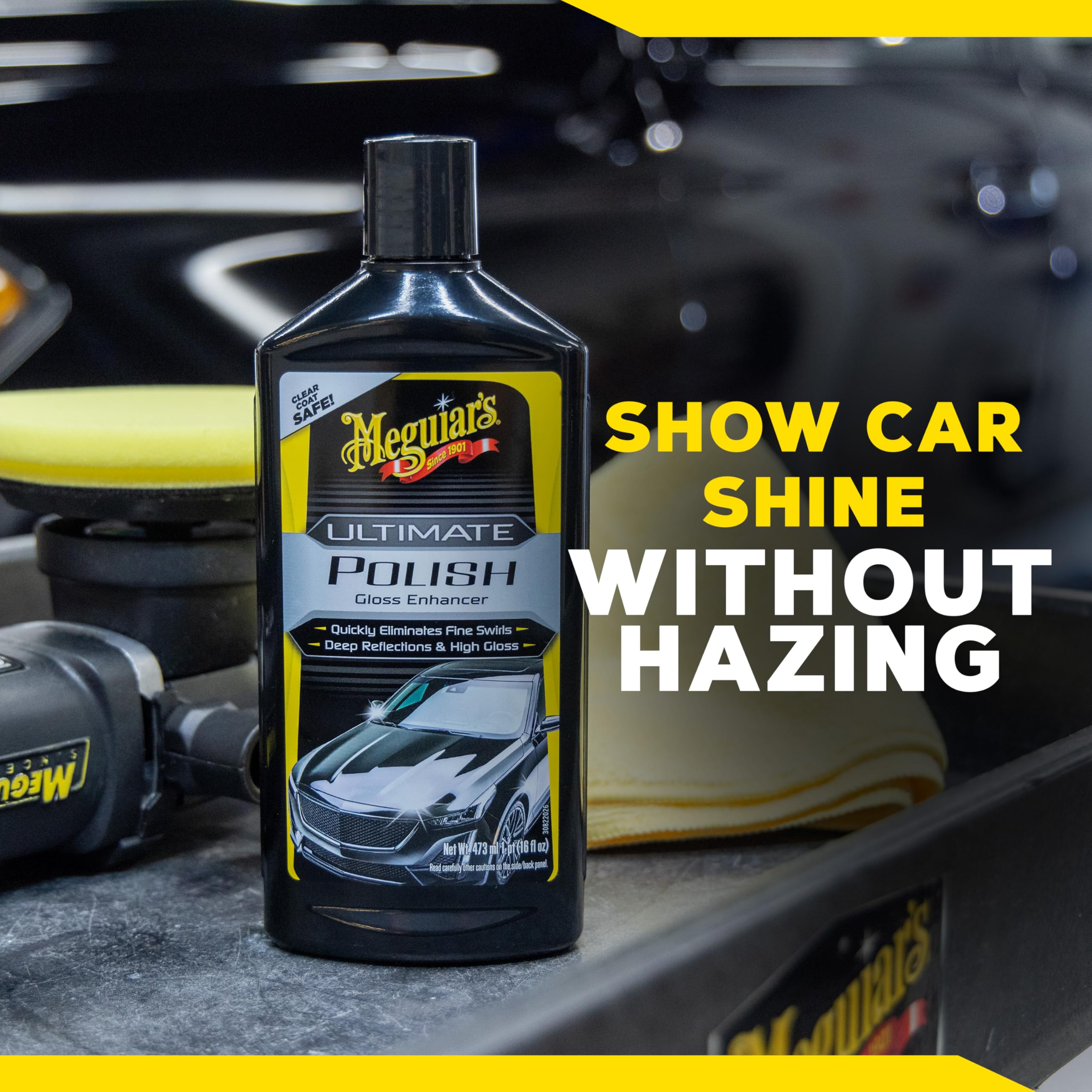 Ultimate Polish Meguiar's – High-Gloss Polish for a Show Car Shine – Permanently Removes Light Swirls to Produce a Deep, Wet Reflection with a High Gloss Shine - Easy to Use, 16 Oz