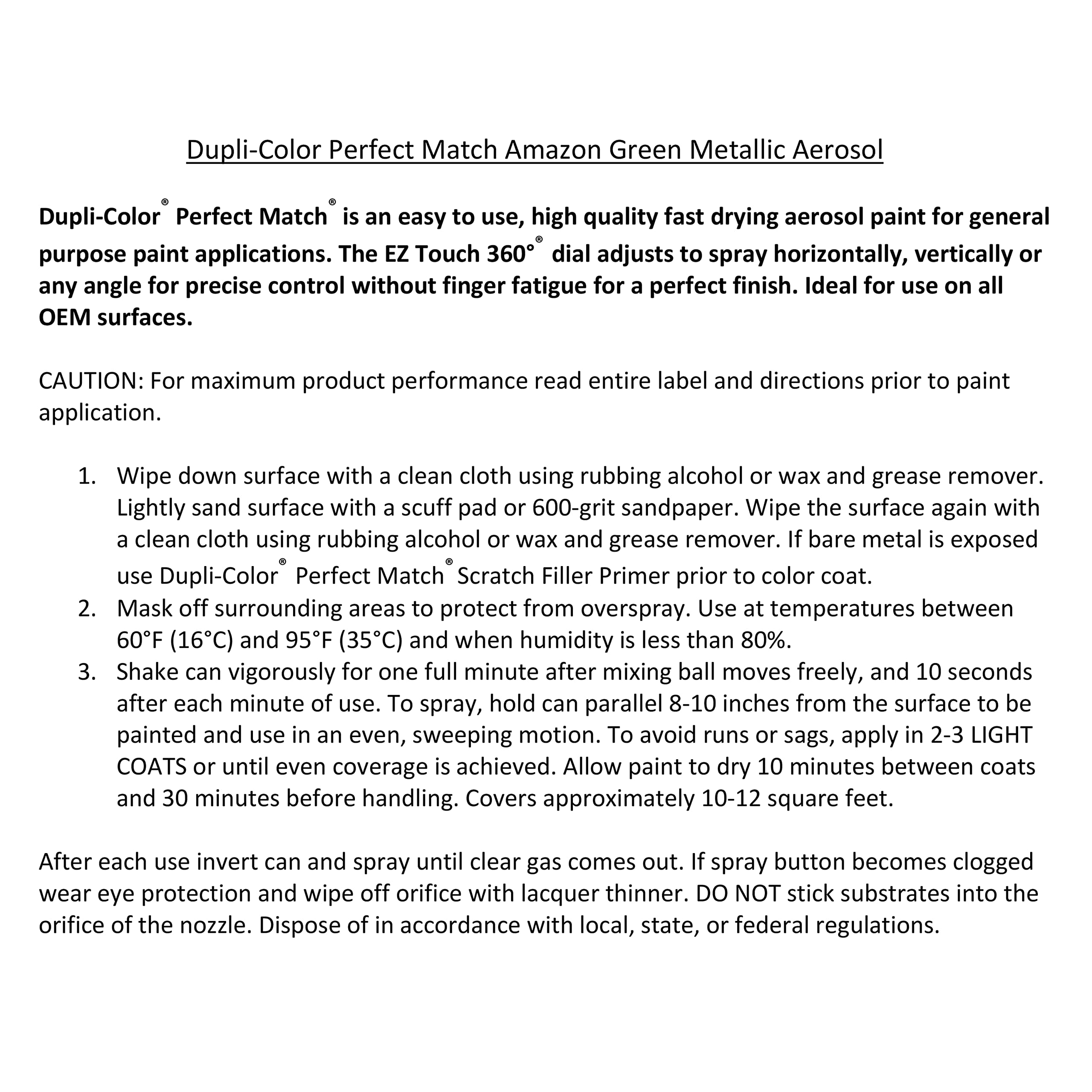 Ford Amazon Green Metallic Dupli-Color EBFM03507 Perfect Match Automotive Spray Paint – 8 oz. Aerosol Can