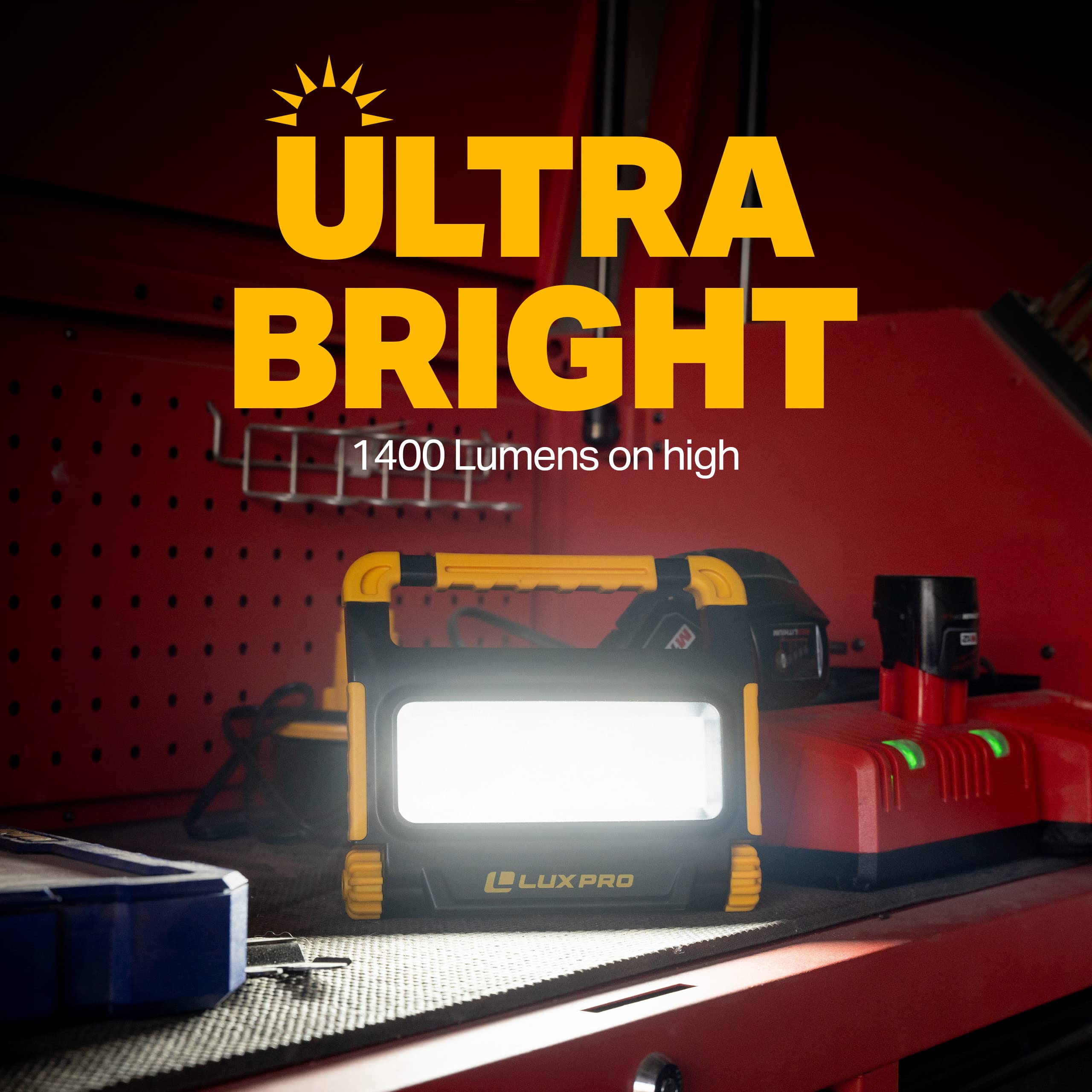 1400 Lumen LUXPRO Bright Rechargeable Work Light - Medium, 1400 Lumen