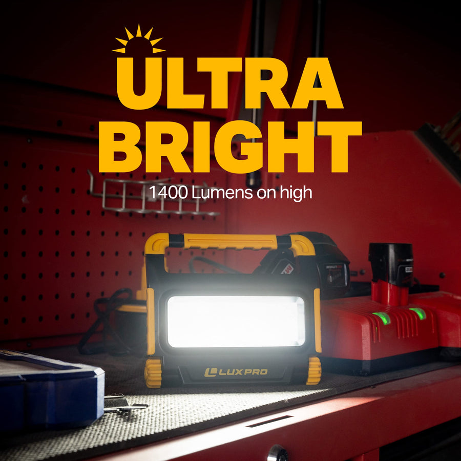 1400 Lumen LUXPRO Bright Rechargeable Work Light - Medium, 1400 Lumen