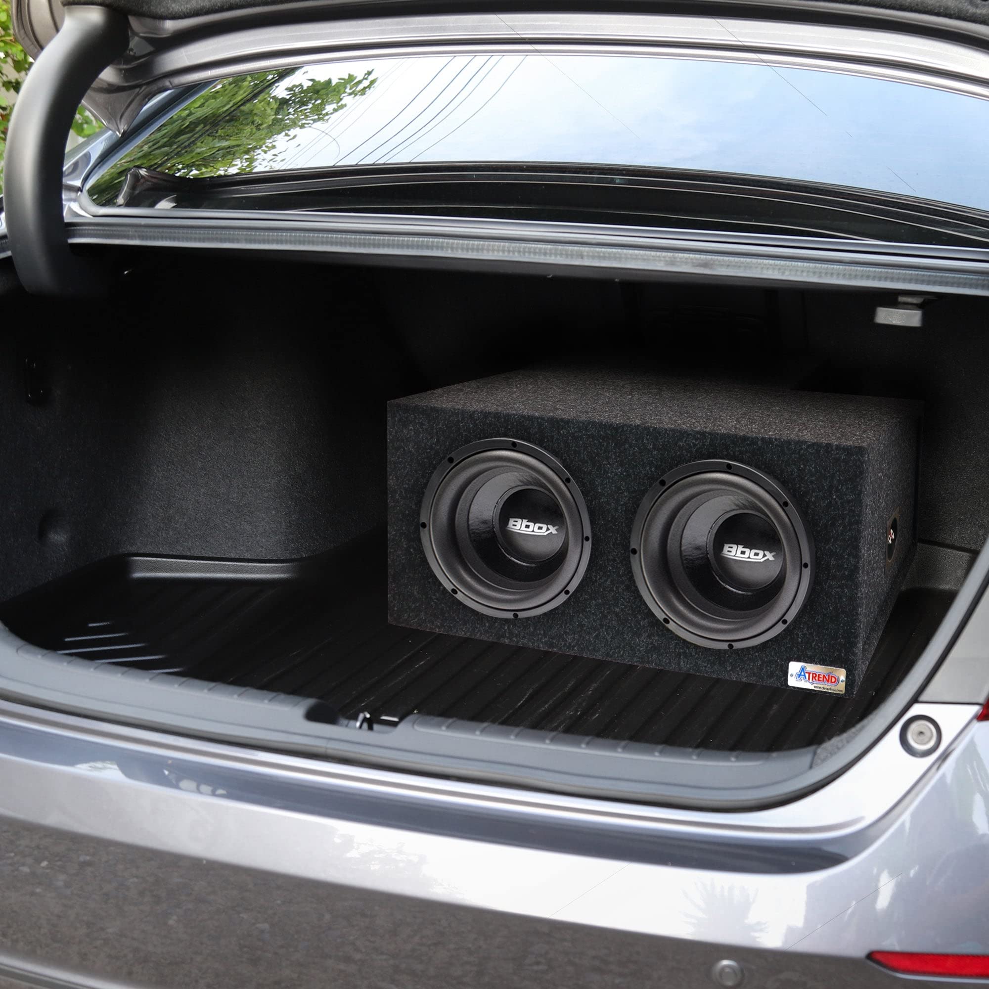 Atrend Dual Sealed 10 Inch Bbox Subwoofer Enclosure - SPL Tuned Car Subwoofer Boxes & Enclosures - Premium Subwoofer Box Improves Audio Quality, Sound & Bass - Nickel Finish Subwoofer Terminals - Black