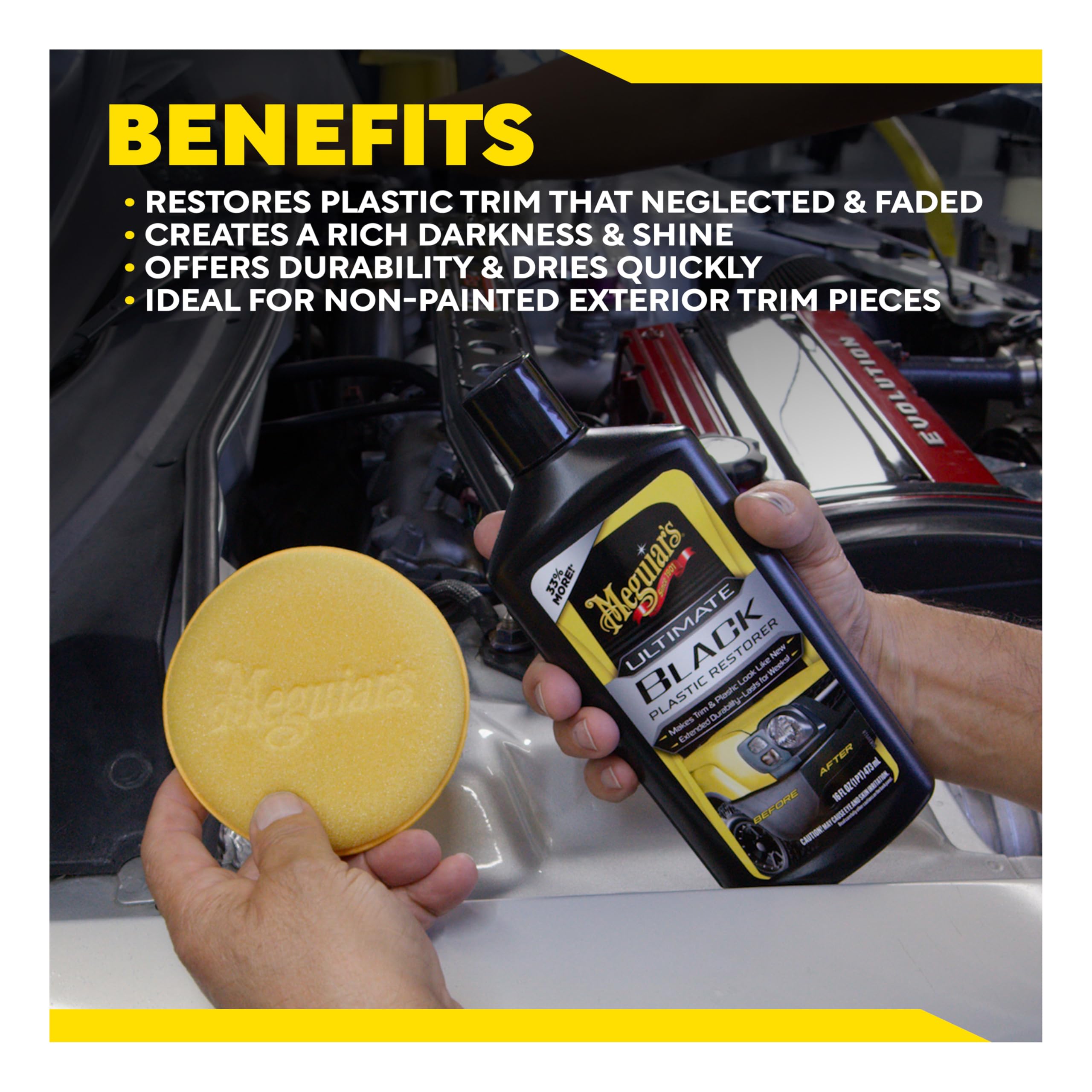 Ultimate Black Plastic Restorer Meguiar's, 16OZ BT, 6/CV