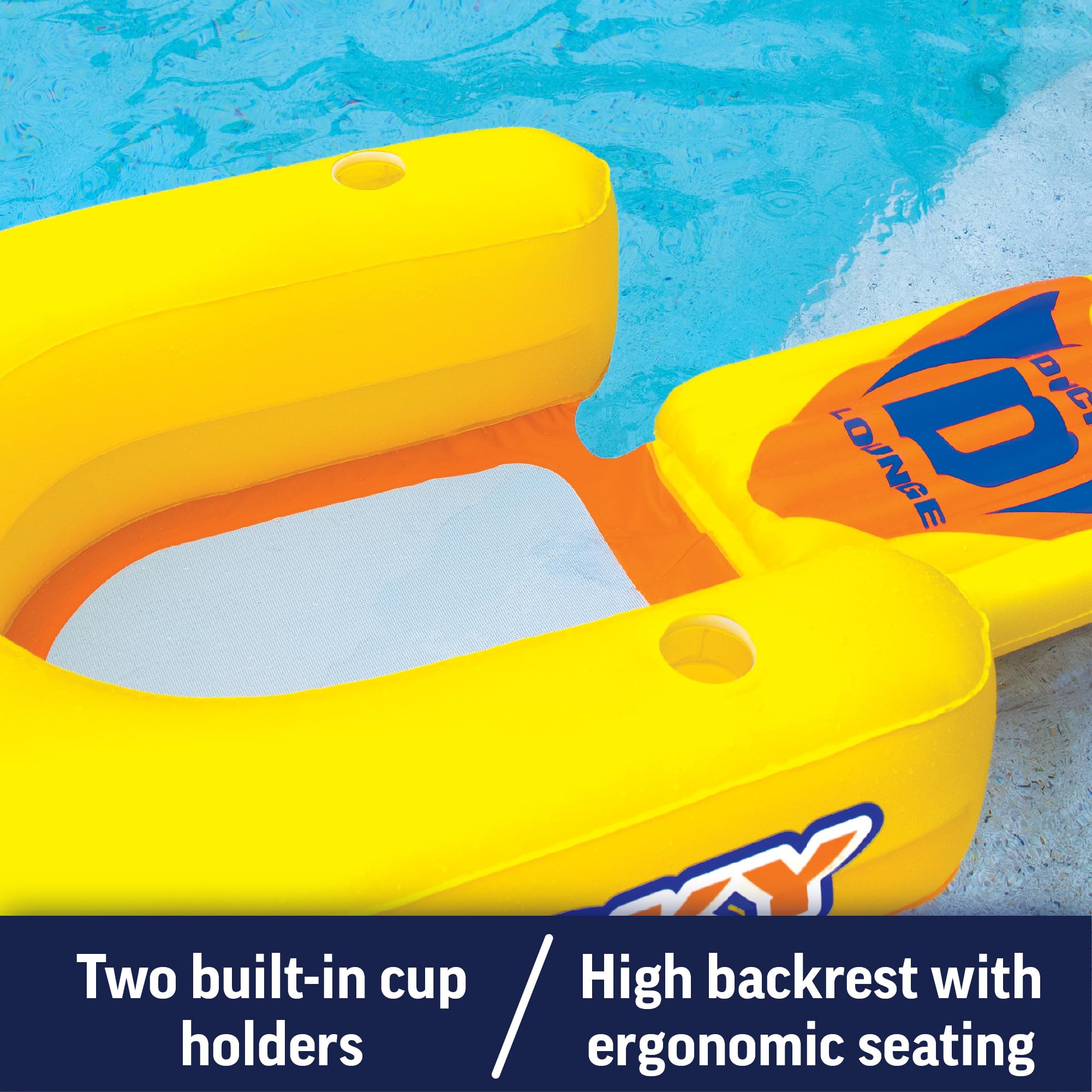 Ducky Lounge WOW Sports 1 Person Inflatable Float Seat with Flip Out Foot Rest, 19-2000