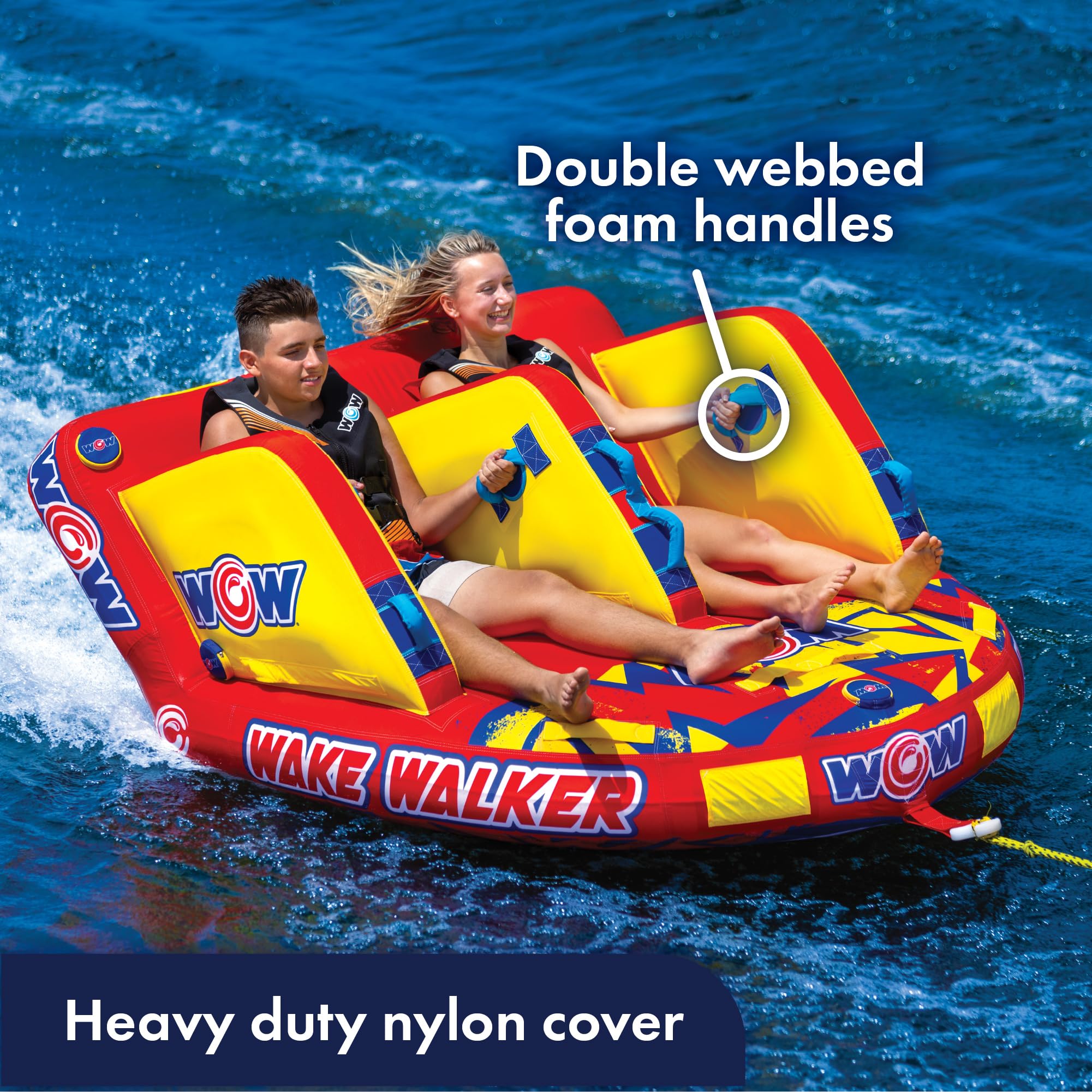 Wake Walker WOW Sports Towable Tube for Boating - 2 Person Towable - Durable Tubes for Boating