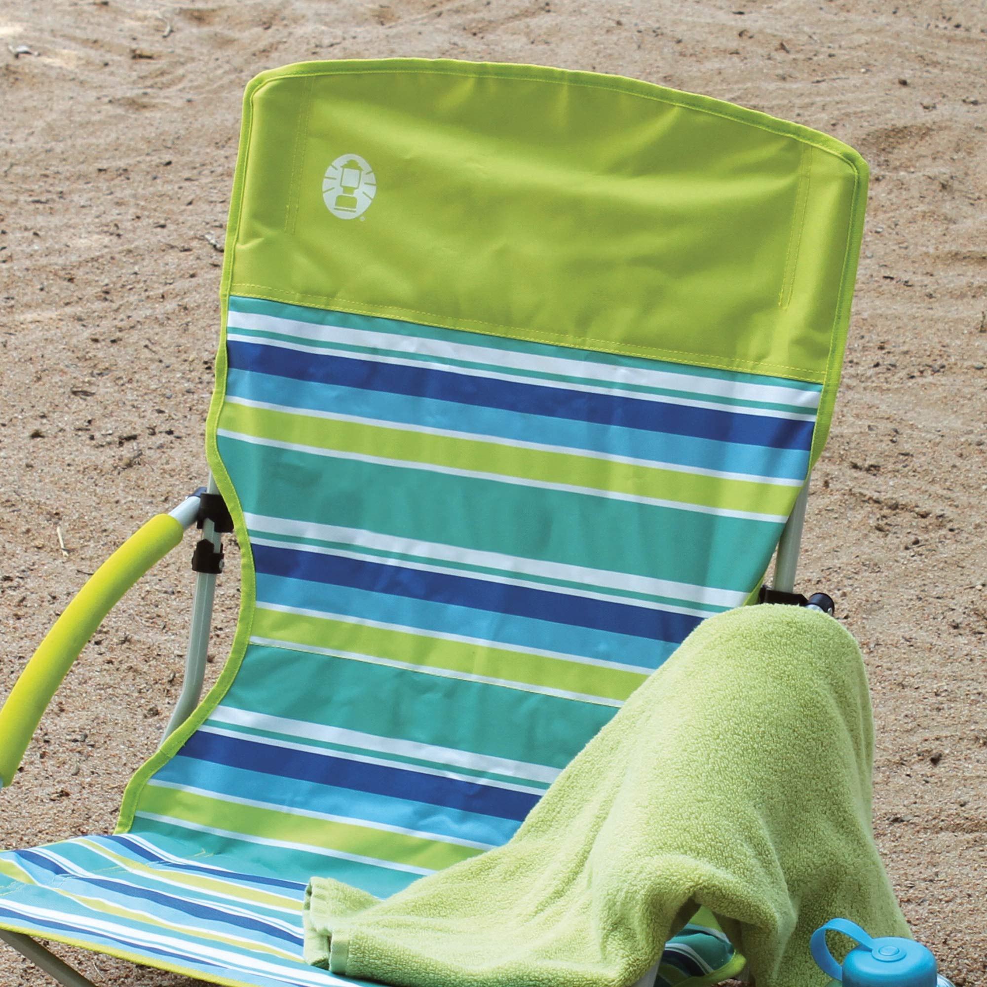 Coleman Lightweight Utopia Breeze Beach Chair with Cup Holder, Comfortable Portable Outdoor Chair, Supports up to 250lbs, Great for Beach & Yard with Carry Bag