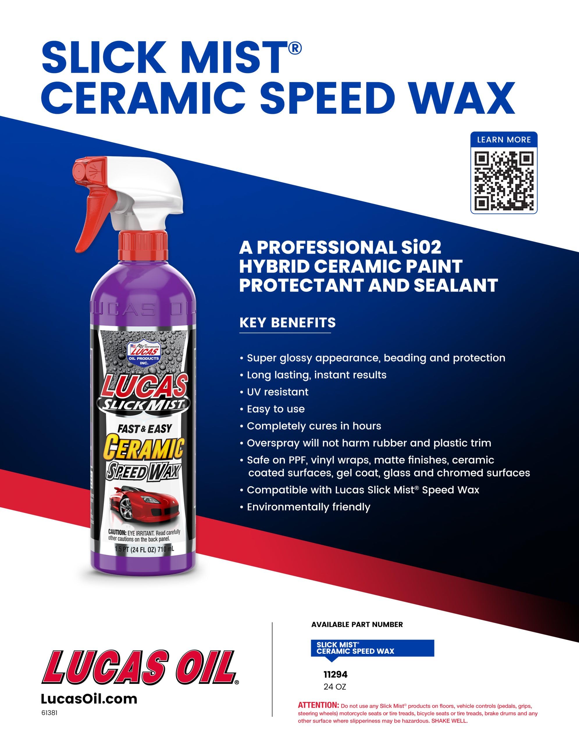 Lucas Oil Slick Mist 11294 Ceramic Speed Wax - 24 Ounce (Pack of 6)