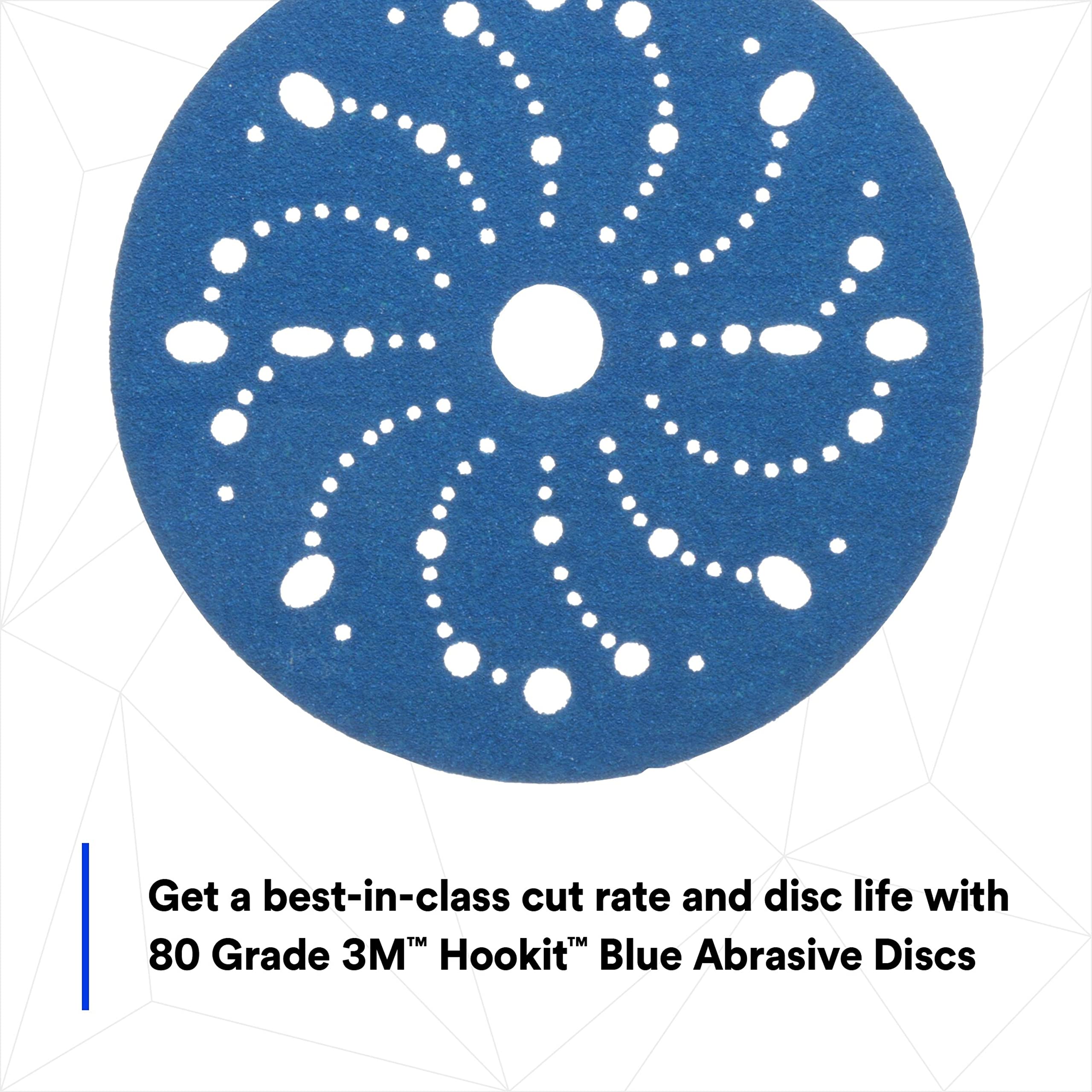 3M Hookit 3M-36172 Blue Abrasive Disc Multi-hole, 6, 80 Grade