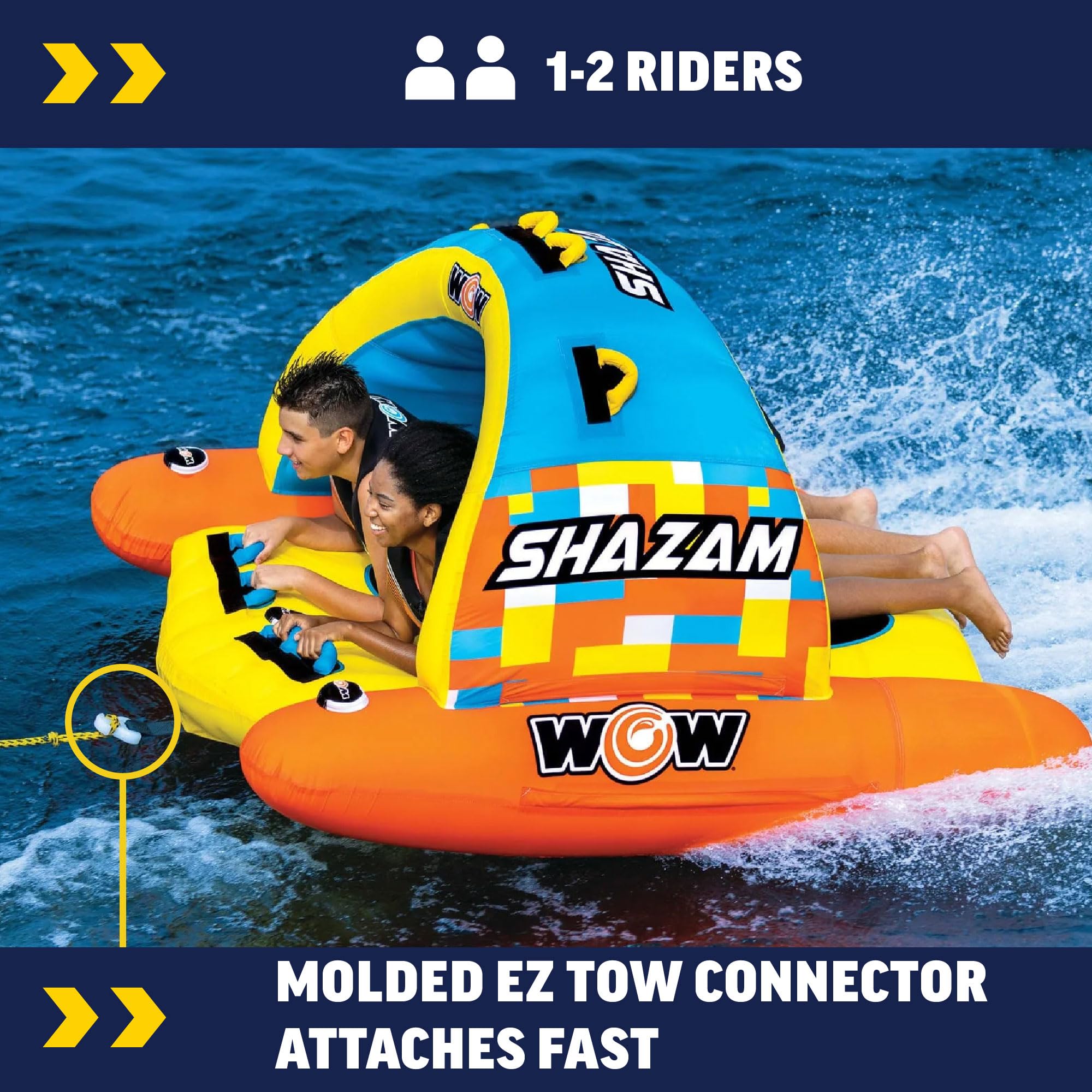 Shazam WOW Sports Towable Tube for Boating - 1 to 2 Person Towable - Standing Boating Tubes