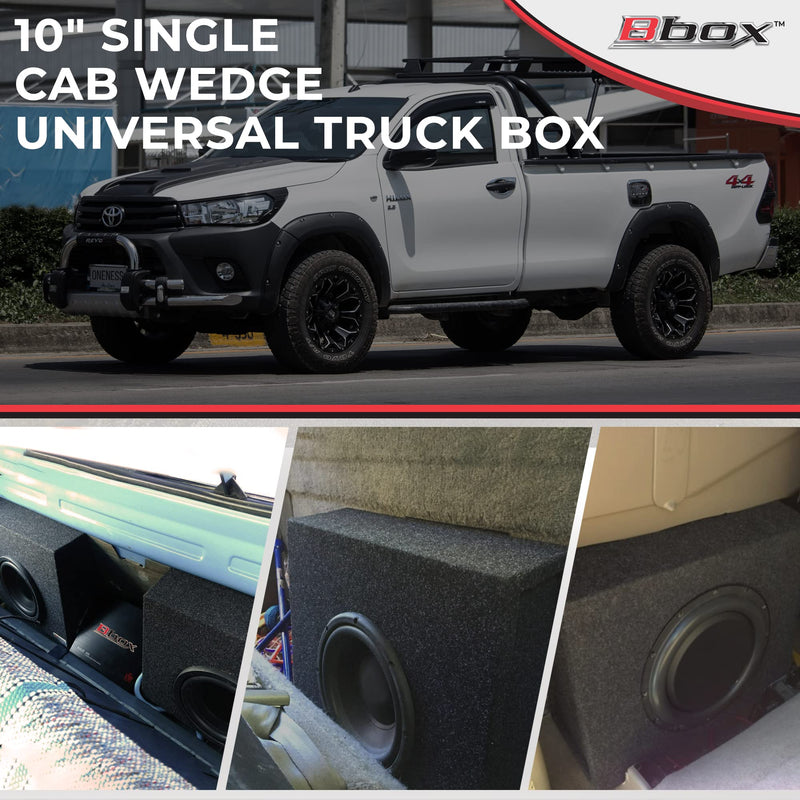 Single Bbox Sealed 10 Inch Wedge Shaped Subwoofer Enclosure - Car Subwoofer Boxes & Enclosures - Premium Subwoofer Box Improves Audio Quality, Sound & Bass - Red & Black Spring Terminals,charcoal
