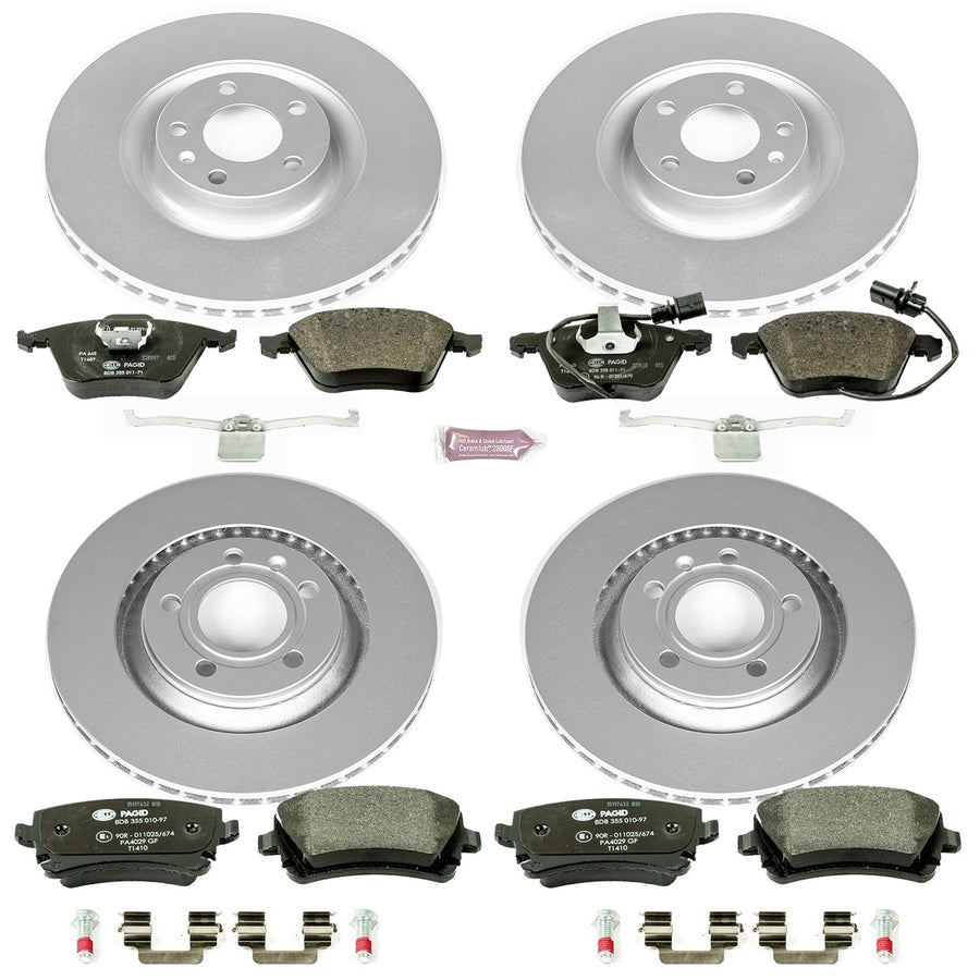 Power Stop ESK4010 Euro-Stop Front & Rear Brake Kit For Audi S4 2004-2009 [Model Specific]
