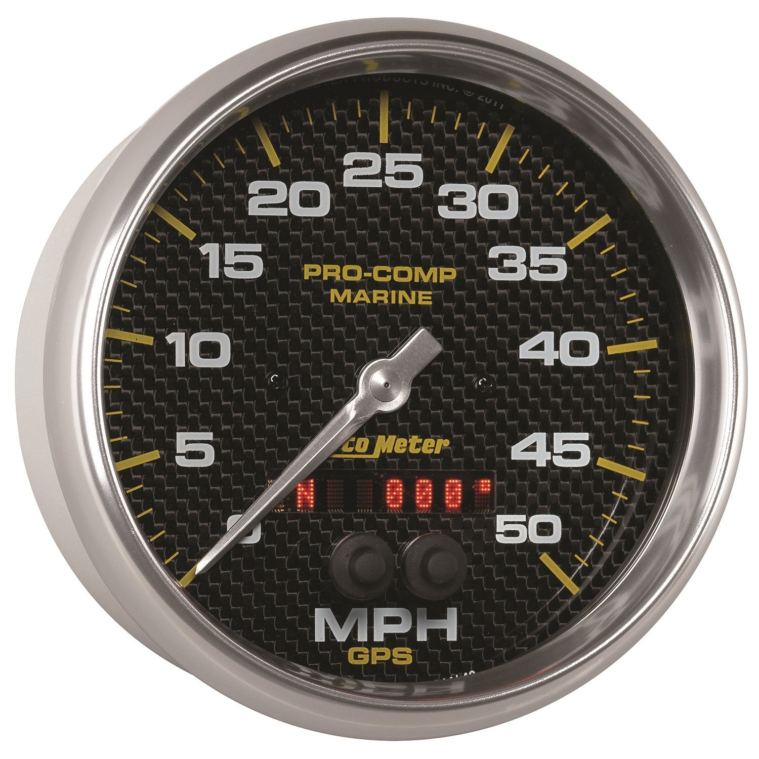Speedometer Auto Meter 200644-40 Gauge, 5", 50Mph, GPS, Marine Carbon Fiber