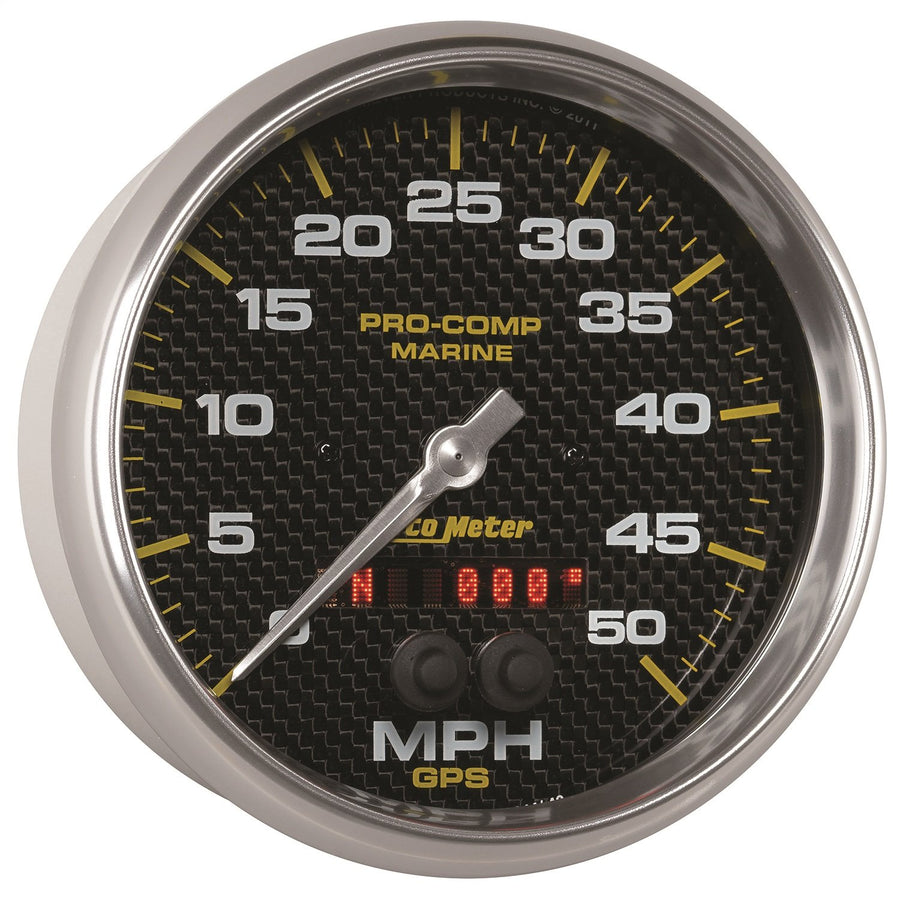Speedometer Auto Meter 200644-40 Gauge, 5", 50Mph, GPS, Marine Carbon Fiber
