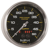 Speedometer Auto Meter 200644-40 Gauge, 5", 50Mph, GPS, Marine Carbon Fiber