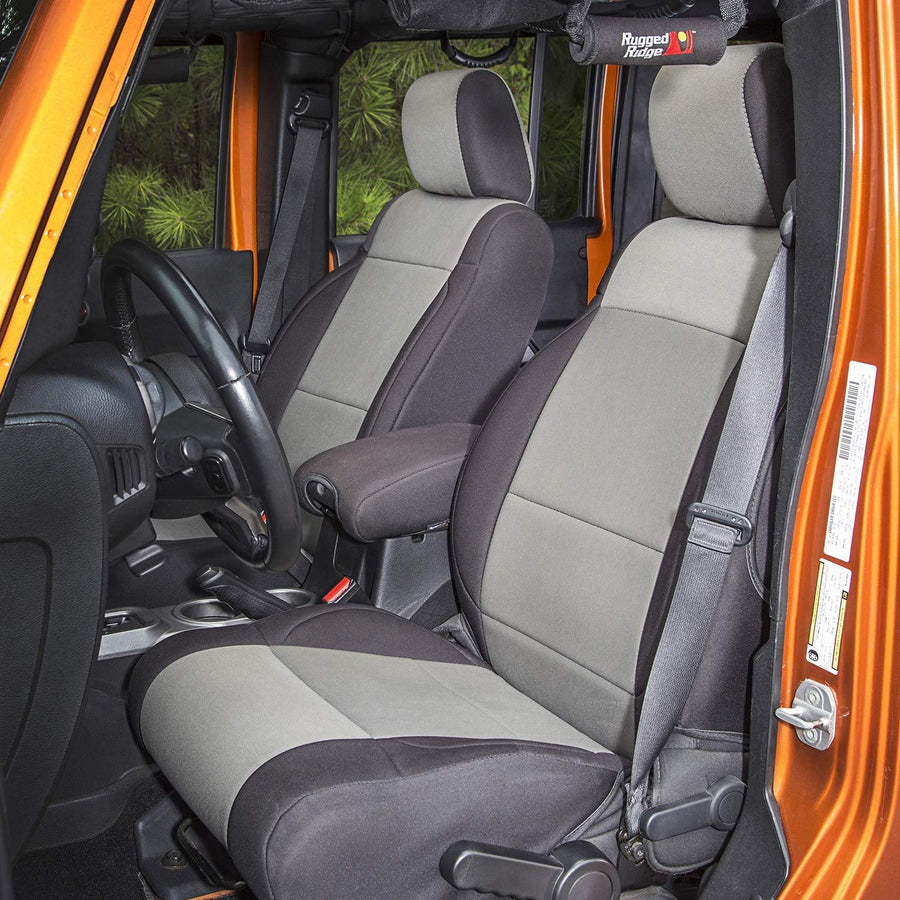 Seat Cover Kit Rugged Ridge 13295.09, Black/Gray; 07-10 Jeep Wrangler Unlimited JKU, 4 Door