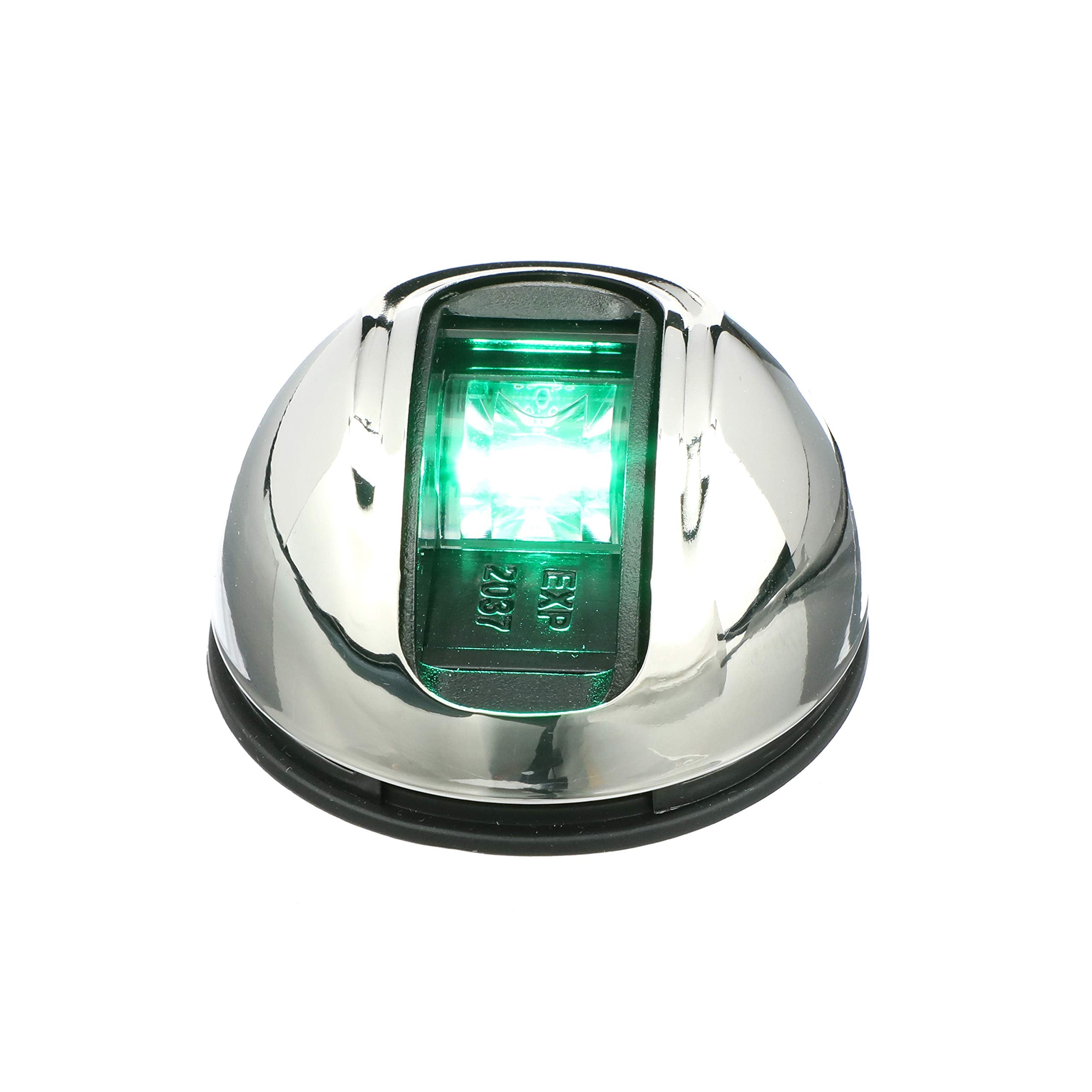 LightArmor Attwood NV4012SSG-7 2-Mile Vertical Surface Mount Navigation Light, Green LED Lighting, Eliptical Stainless Housing