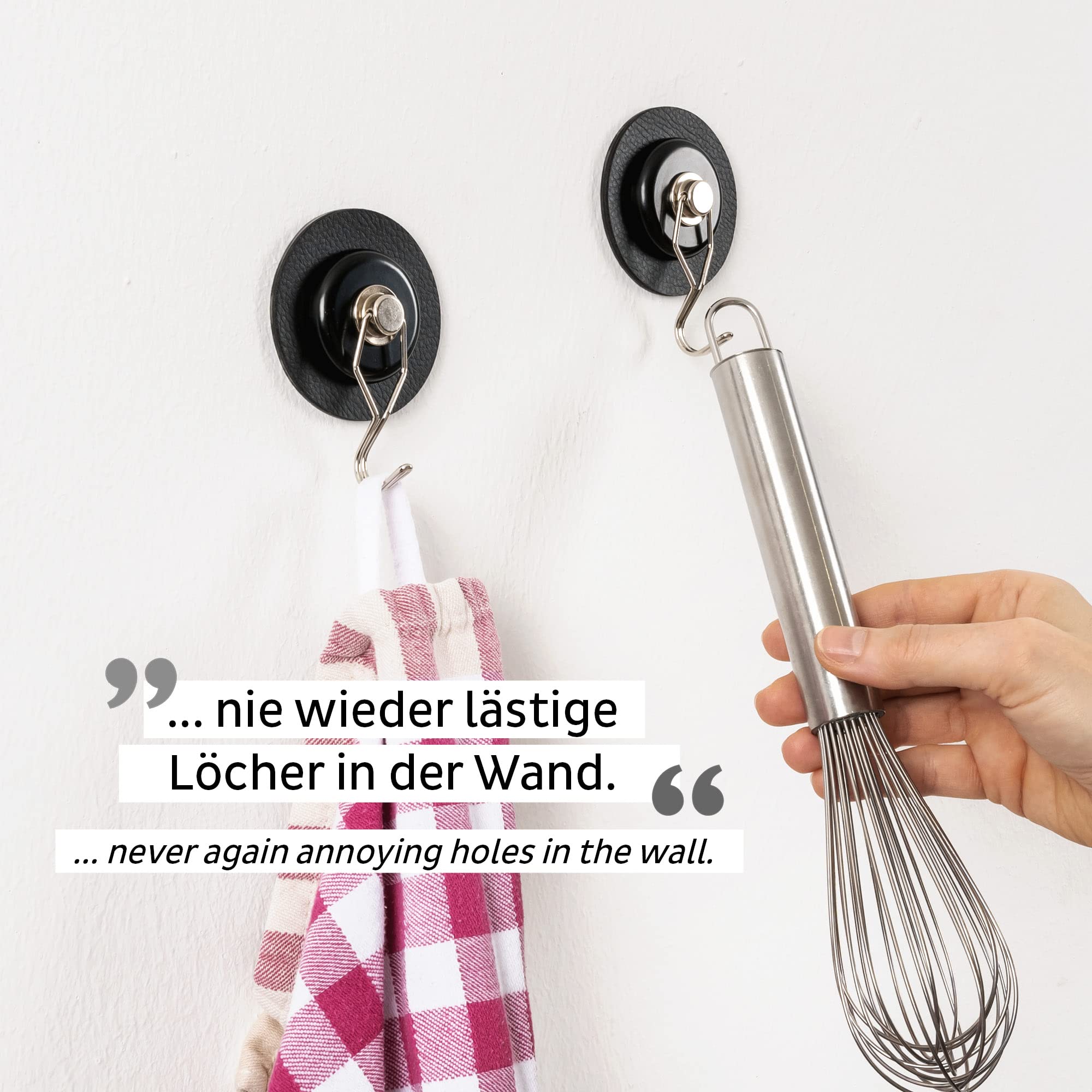 The One silwy® Magnetic Hook with Metal Nano Gel Pad – 7.5 cm Black – No Drilling or Screwing Required – Versatile and Easy to Use