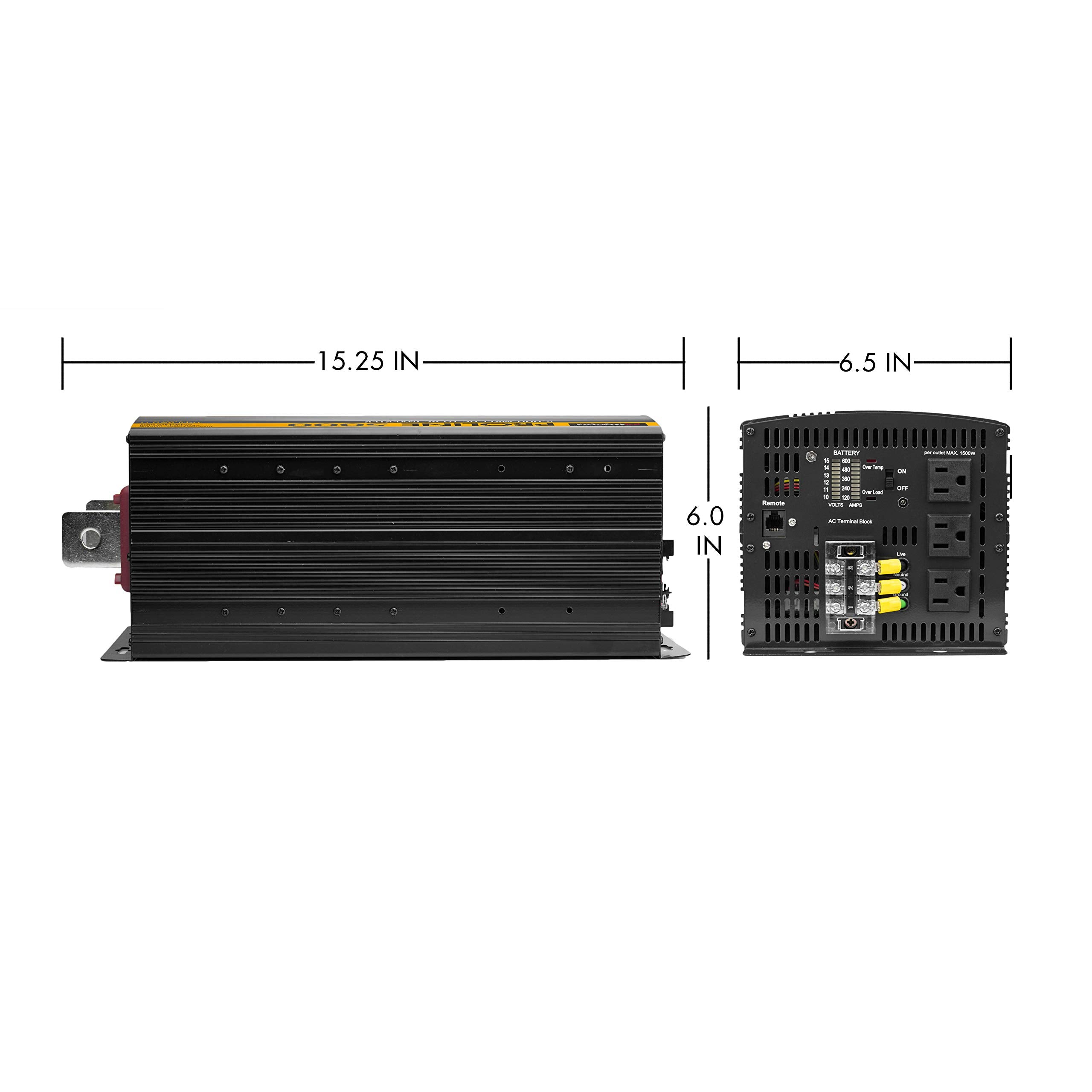 Wagan EL3744 5000 Watt 12V Power Inverter with Remote Control, 10000 Watt Surge Peak Proline Power Converter for Home RV Camping Van Life Off Grid