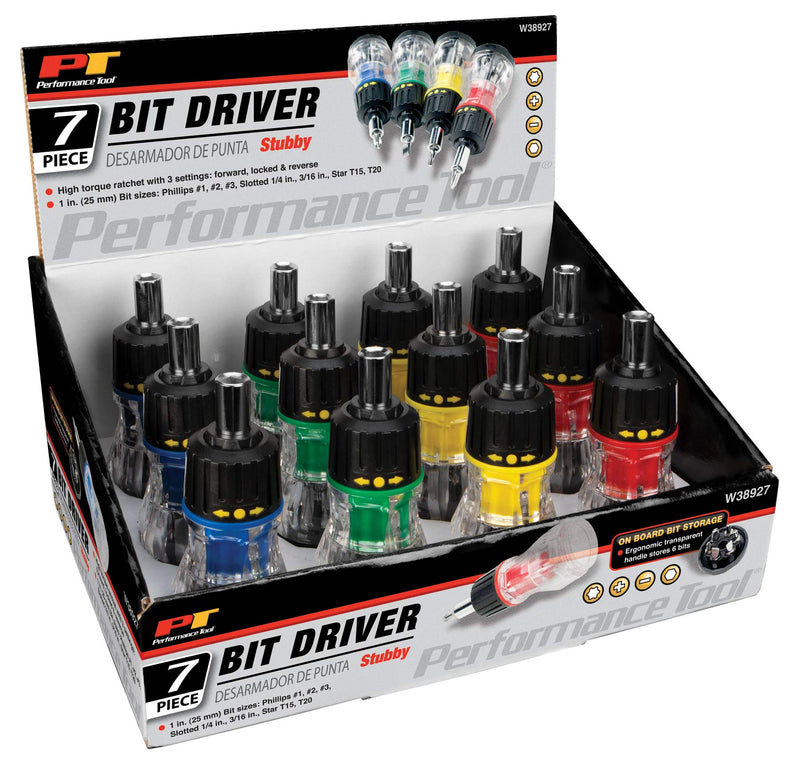 W38927 Performance Tool 7 in 1 Stubby Screwdriver Set