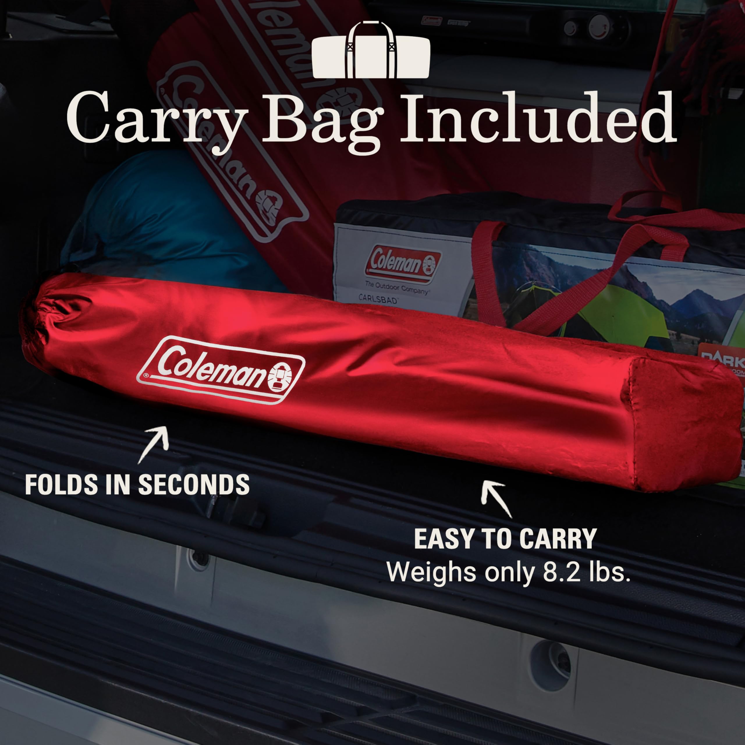 Coleman Camping Chair Portable with 4-Can Cooler, Cushioned Seat & Back with Side Pockets & Cup Holder, Carry Bag Included, Great for Camping, Tailgating, Firepits, Patio, & More