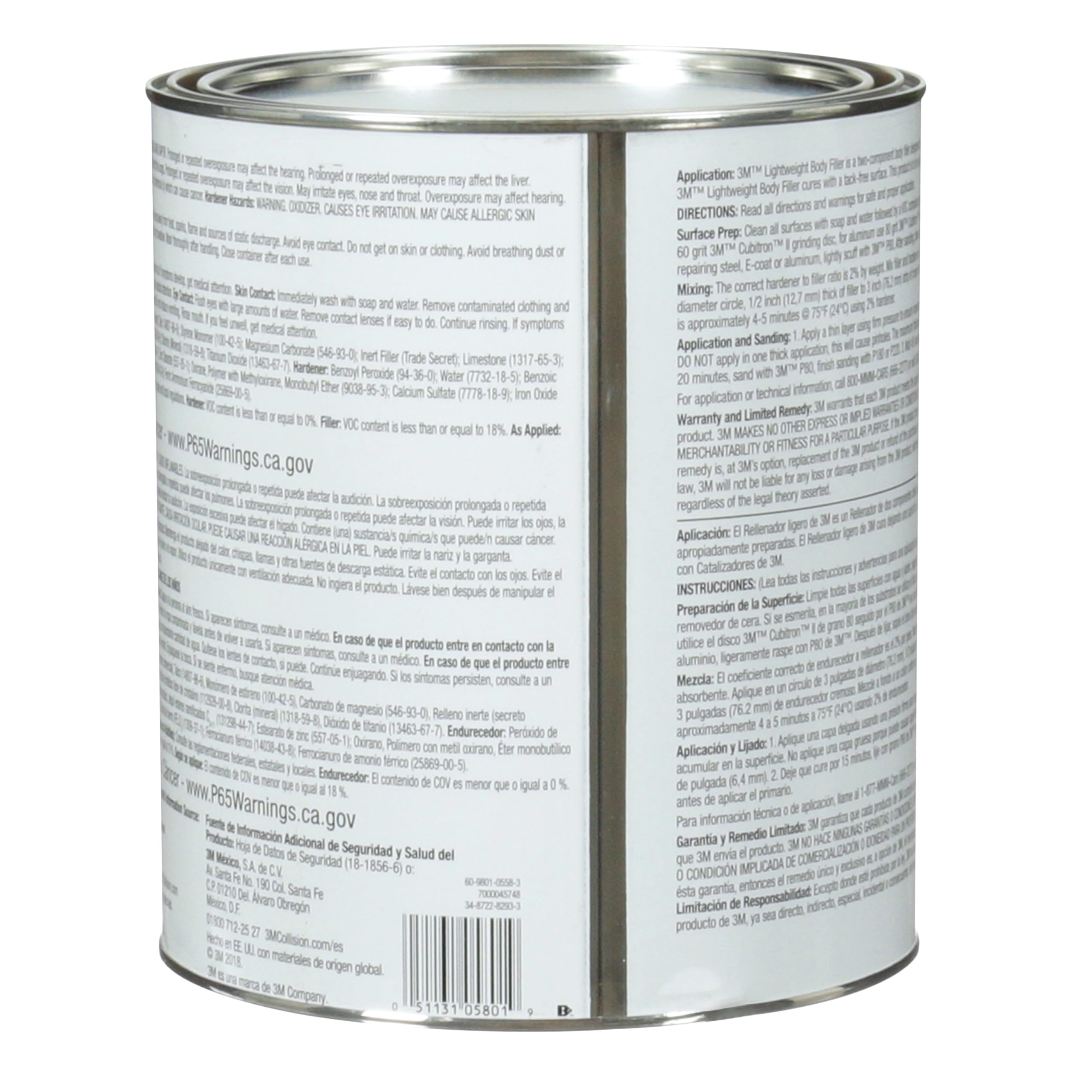 3M Body Lightweight Filler, 05801, 1 gal , White