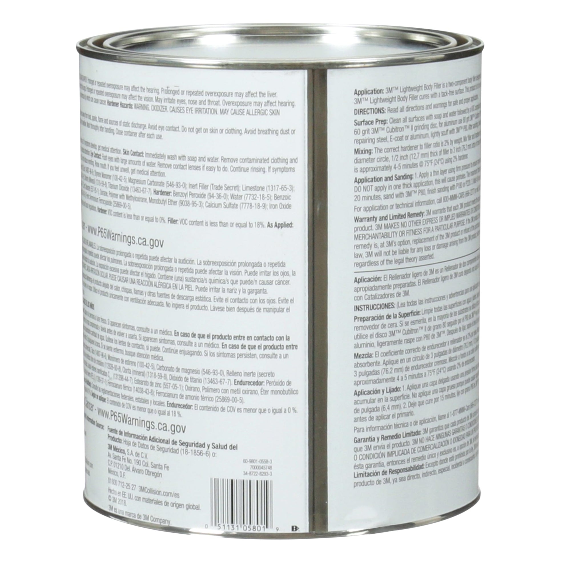 3M Body Lightweight Filler, 05801, 1 gal , White