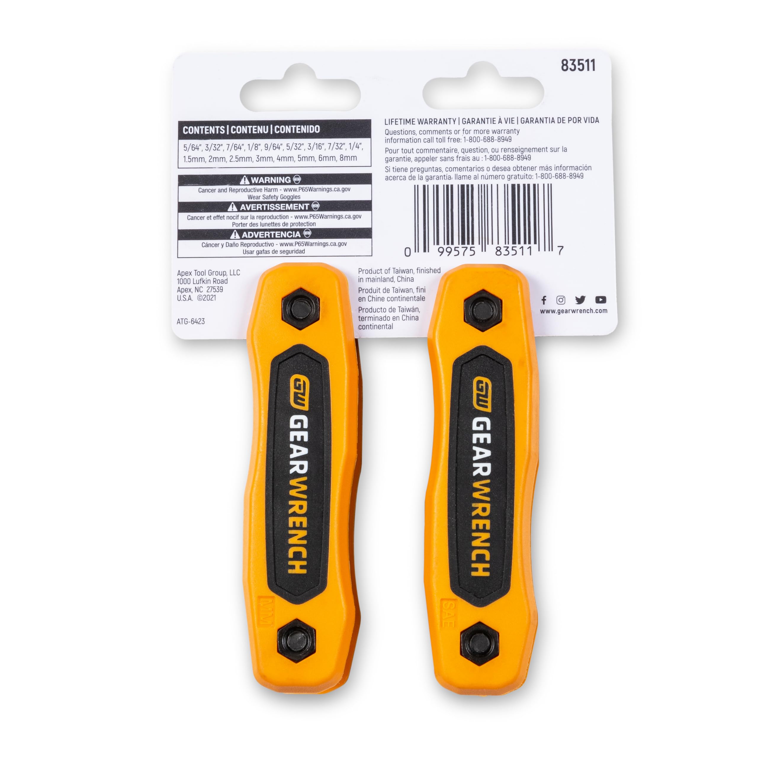 17 Piece GEARWRENCH SAE/Metric Ball End Folding Hex Key Set - 83511
