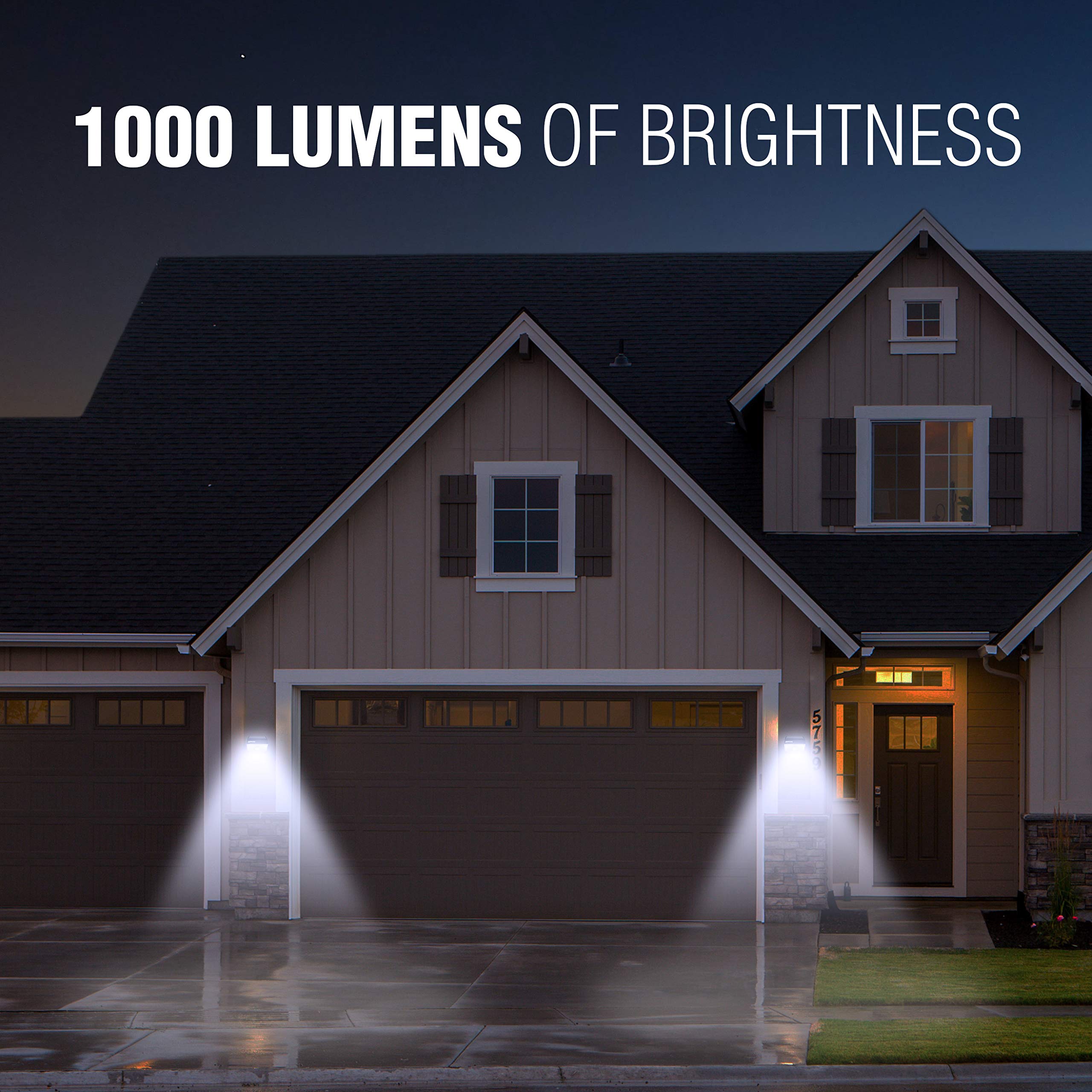 Wagan 1000 Lumens EL8570 Outdoor LED Solar Wall Light Waterproof Motion Detected Light, Black