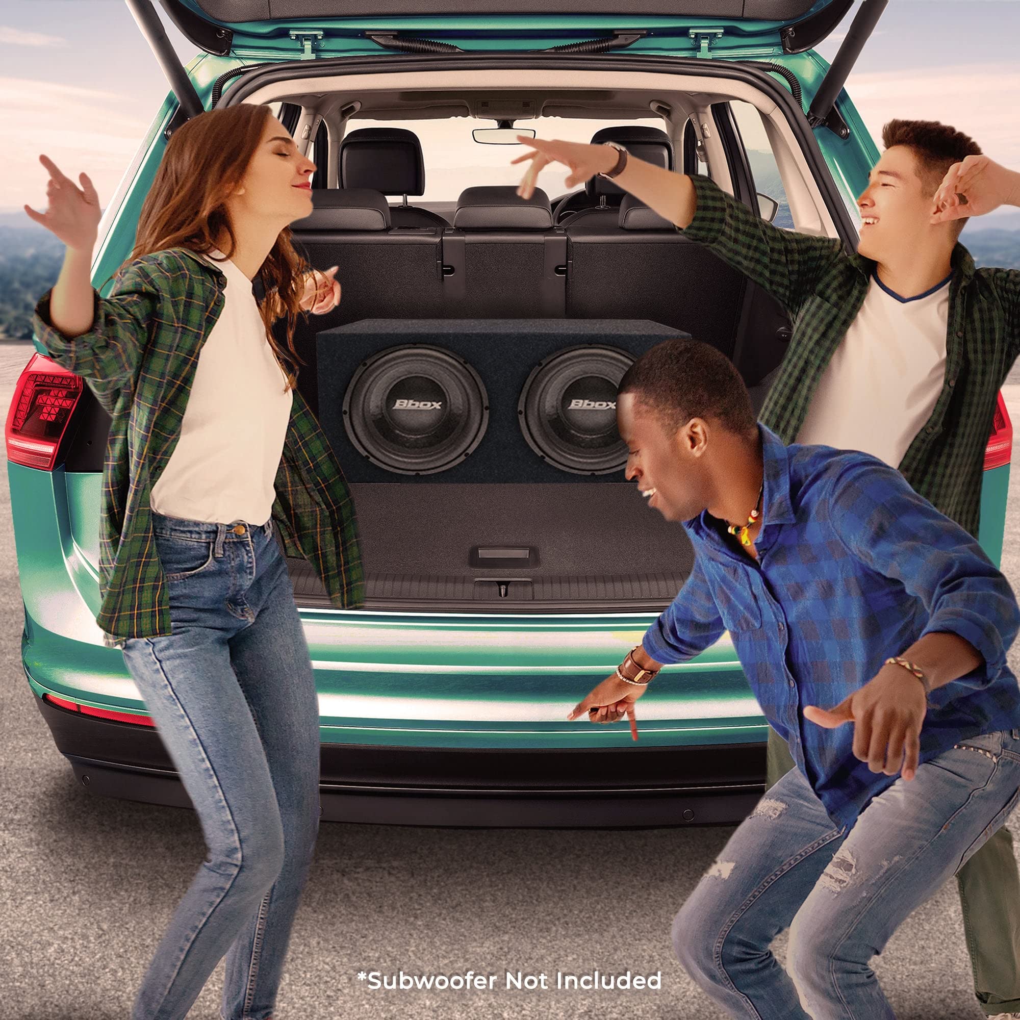 Bbox 15 Inch Dual Sealed Subwoofer Enclosure - Pro Audio Tuned Dual Sealed Car Subwoofer Boxes & Enclosures - Premium Subwoofer Box Improves Audio Quality, Sound & Bass - Spring Terminals