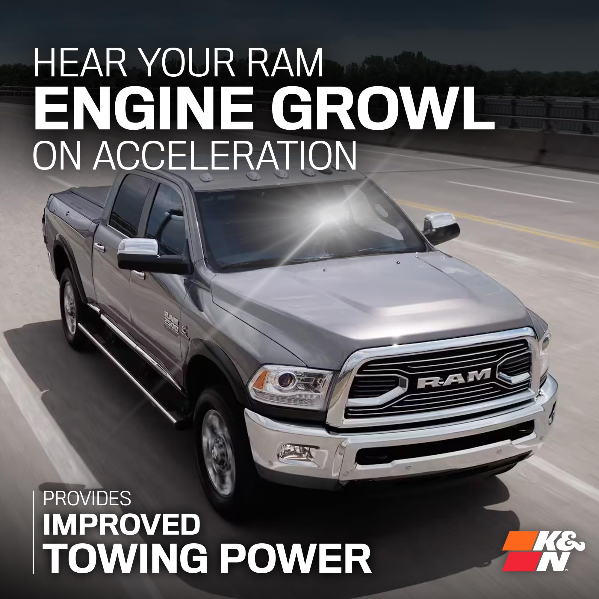 Cold Air Intake System K&N: High-Flow Air Filter, Increase Performance & Towing: Compatible with 2013-2018 RAM: 2500, 63-1592