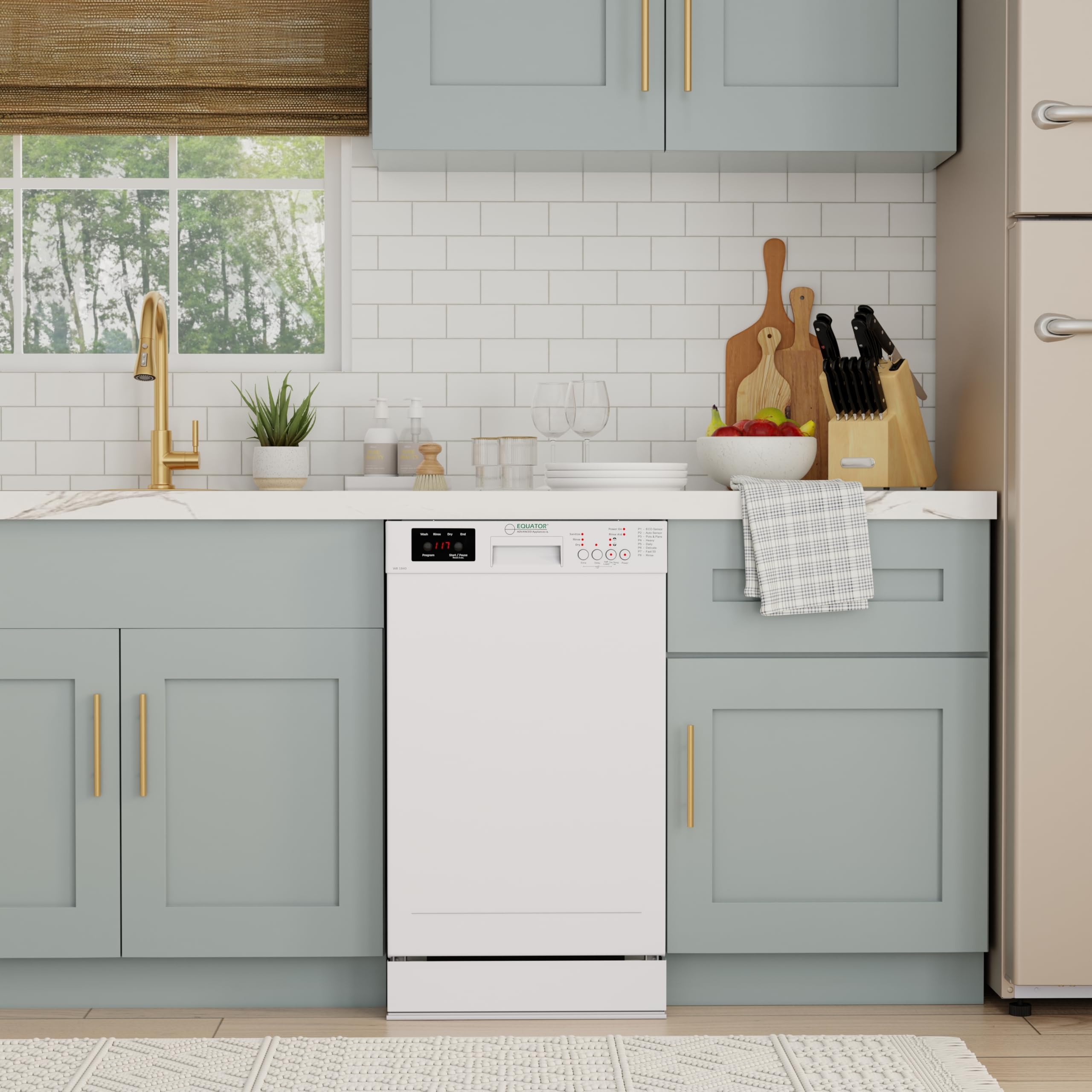 Equator 18" Built in Dishwasher 10 Place Wine Rack 8 Wash Sensor Delay 1/2 Load 110V E-Star ADA in White