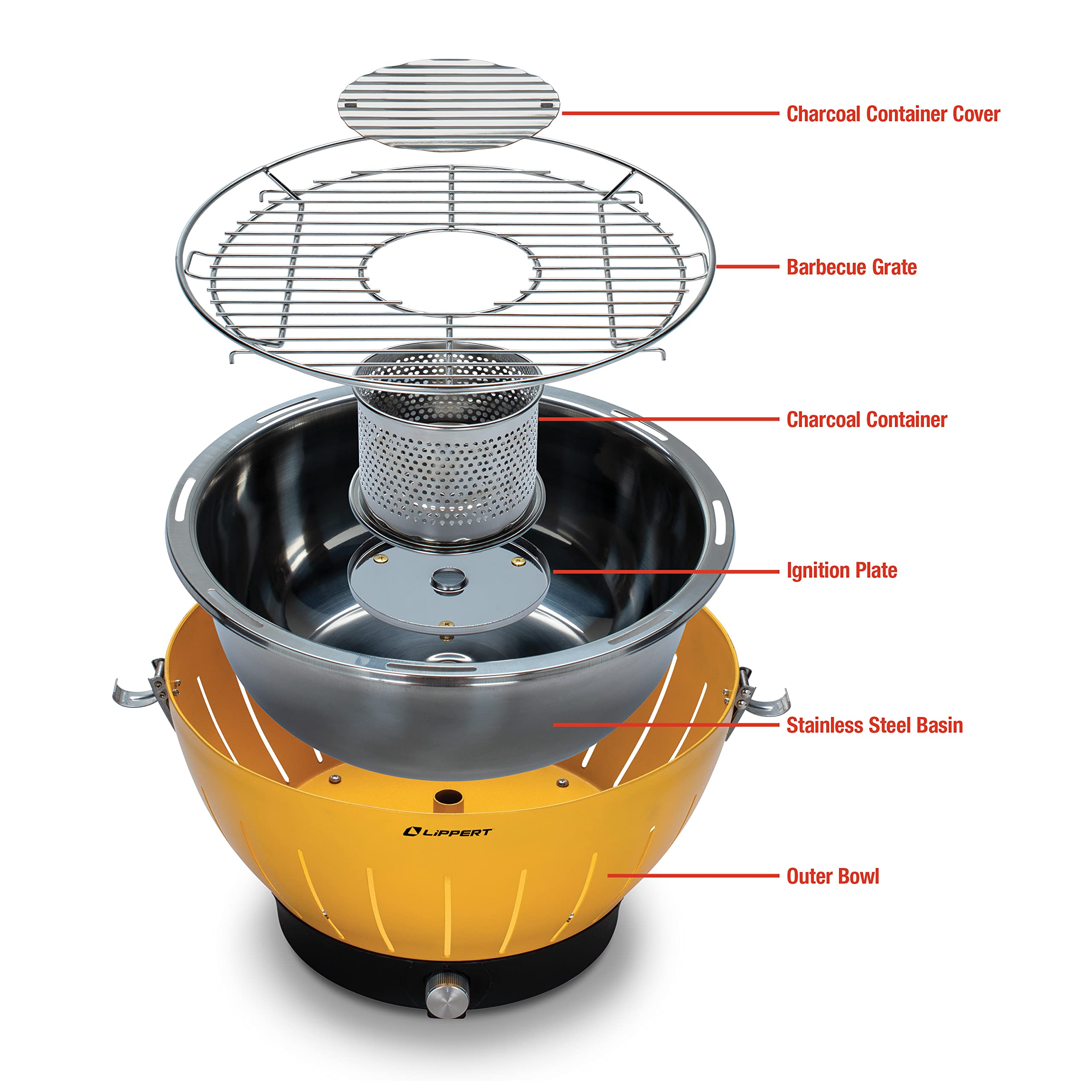 Lippert Portable Grill Odyssey - Compact and Versatile Charcoal Grill for Camping, Tailgating, and Outdoor Cooking - Lightweight and Durable Design with Large Cooking Surface - Green