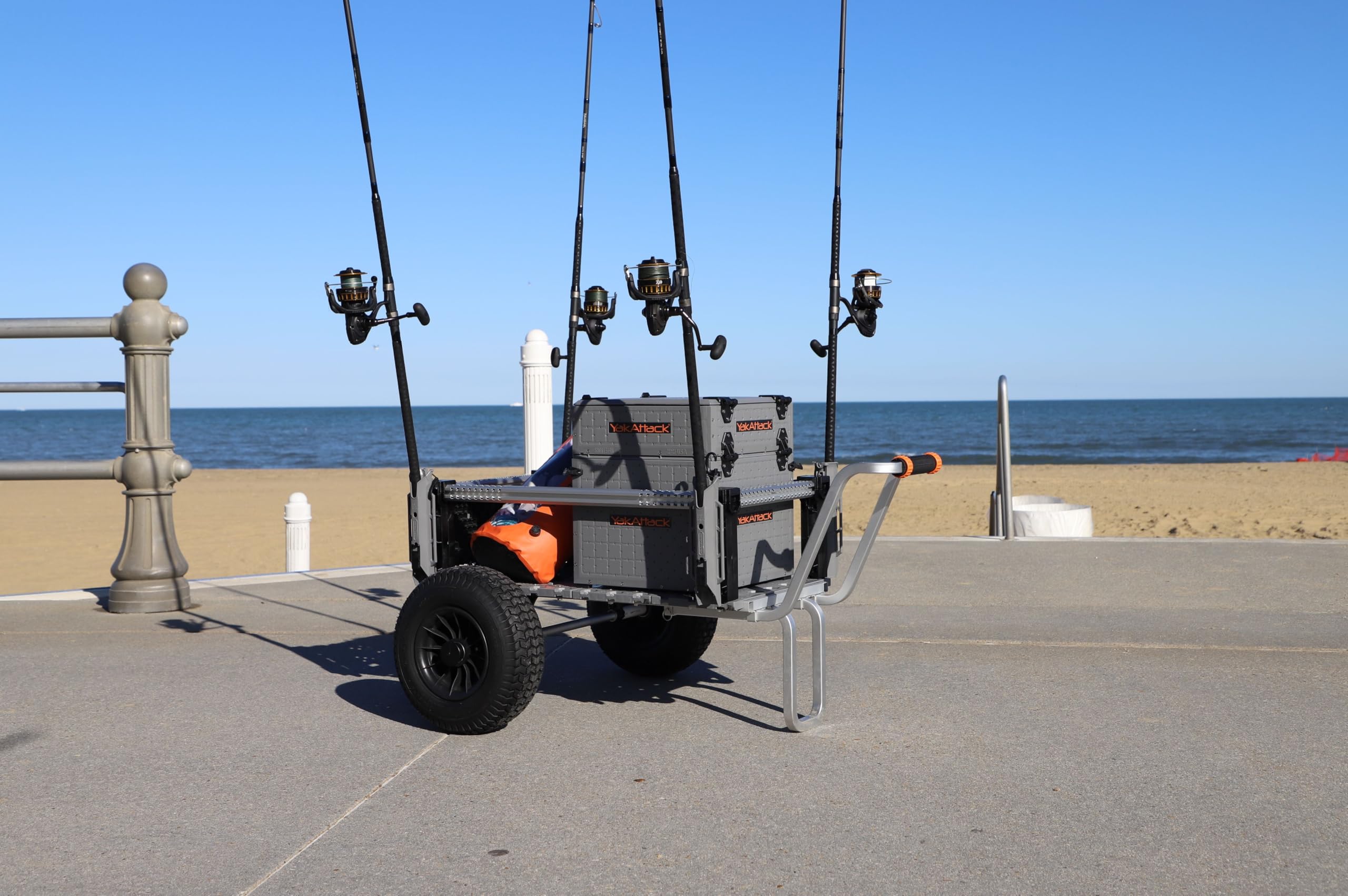 SandRig YakAttack Surf Beach Cart | Heavy-Duty 20” x 36” Gear Hauler with 16” Rubber Tires | Adjustable Design for Fishing, Camping & Beach Trips | High-Capacity, Rust-Resistant Aluminum Frame