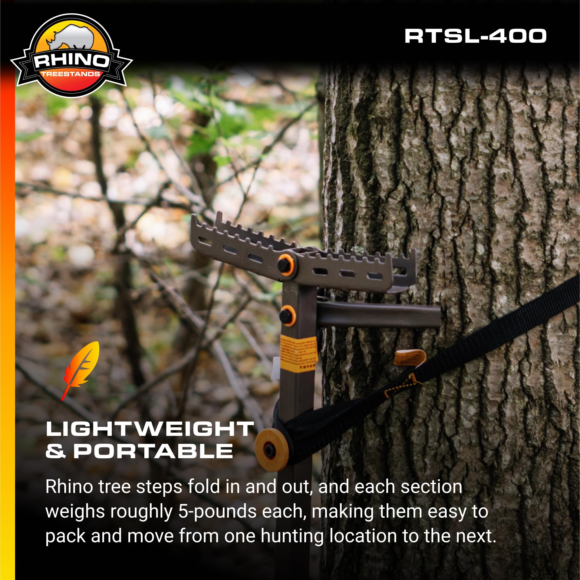 31" Rhino Treestands Climbing Sticks with Fold Out Tread Steps for Easy Climbing (4-Pack), Grey