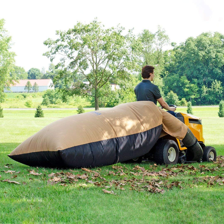 54 Cu. Ft. Pro Leaf Bag TerraKing - 120-inch Opening – For 2 Bag Material collection systems – Ride-On Lawnmowers - Heavy Duty Material – Nylon Bottom - Fast & Easy Leaf Collection [ST95084], Tan