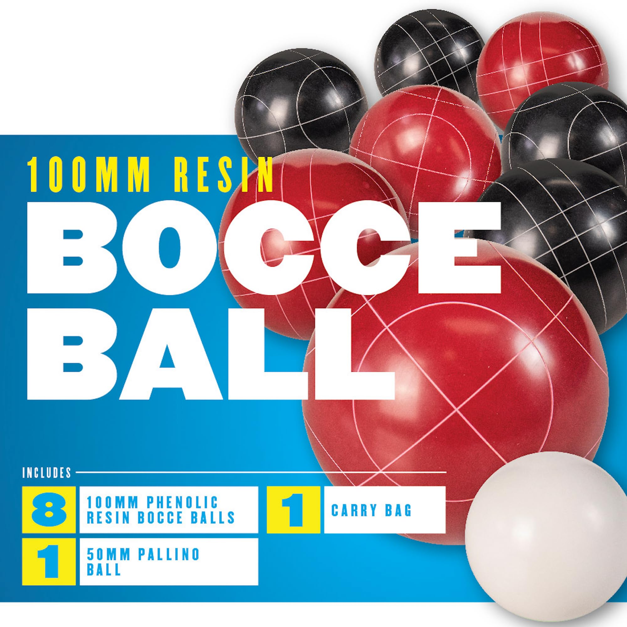 Competition Triumph Sports 100mm Resin Bocce Ball Outdoor Game Set with Carrying Bag for Easy Storage,Multi,One Size,35-7103-3