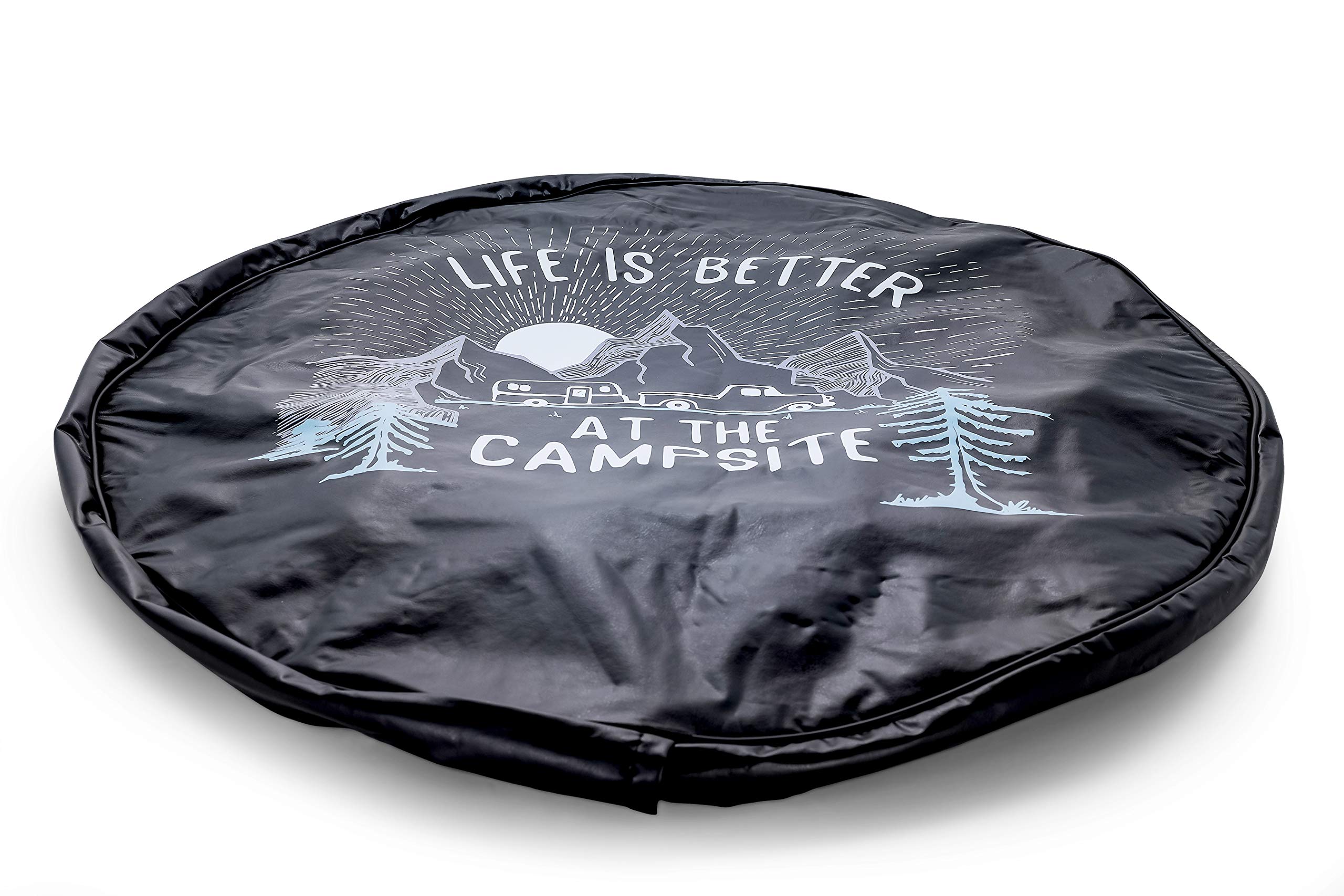 27' Camco Life is Better at Campsite Vinyl Cover with Elastic Hem-Durable Design Keeps Dirt, Rain, and Sun Away from Your Spare Tire (53290)