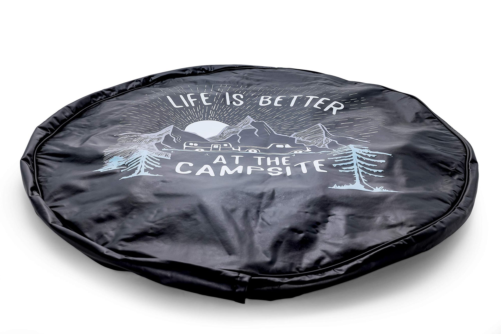 27' Camco Life is Better at Campsite Vinyl Cover with Elastic Hem-Durable Design Keeps Dirt, Rain, and Sun Away from Your Spare Tire (53290)
