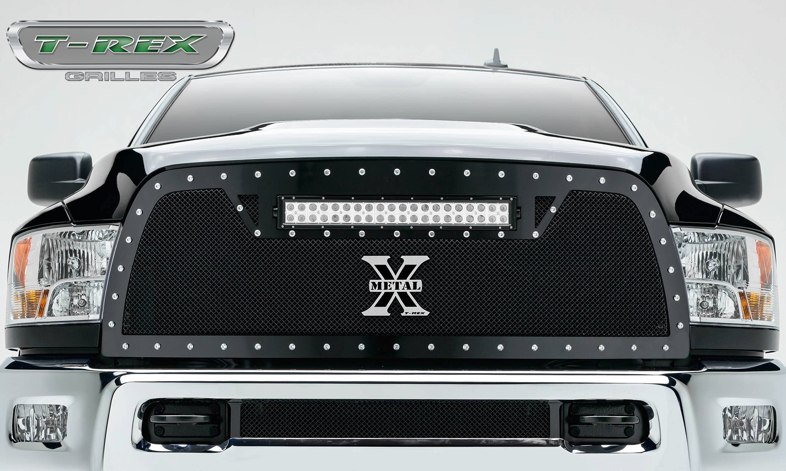 Torch Grille, 2010-2012 Ram 2500, 3500 Black, 1 Pc, Replacement, Chrome Studs with (1) 20" LED - PN #6314531