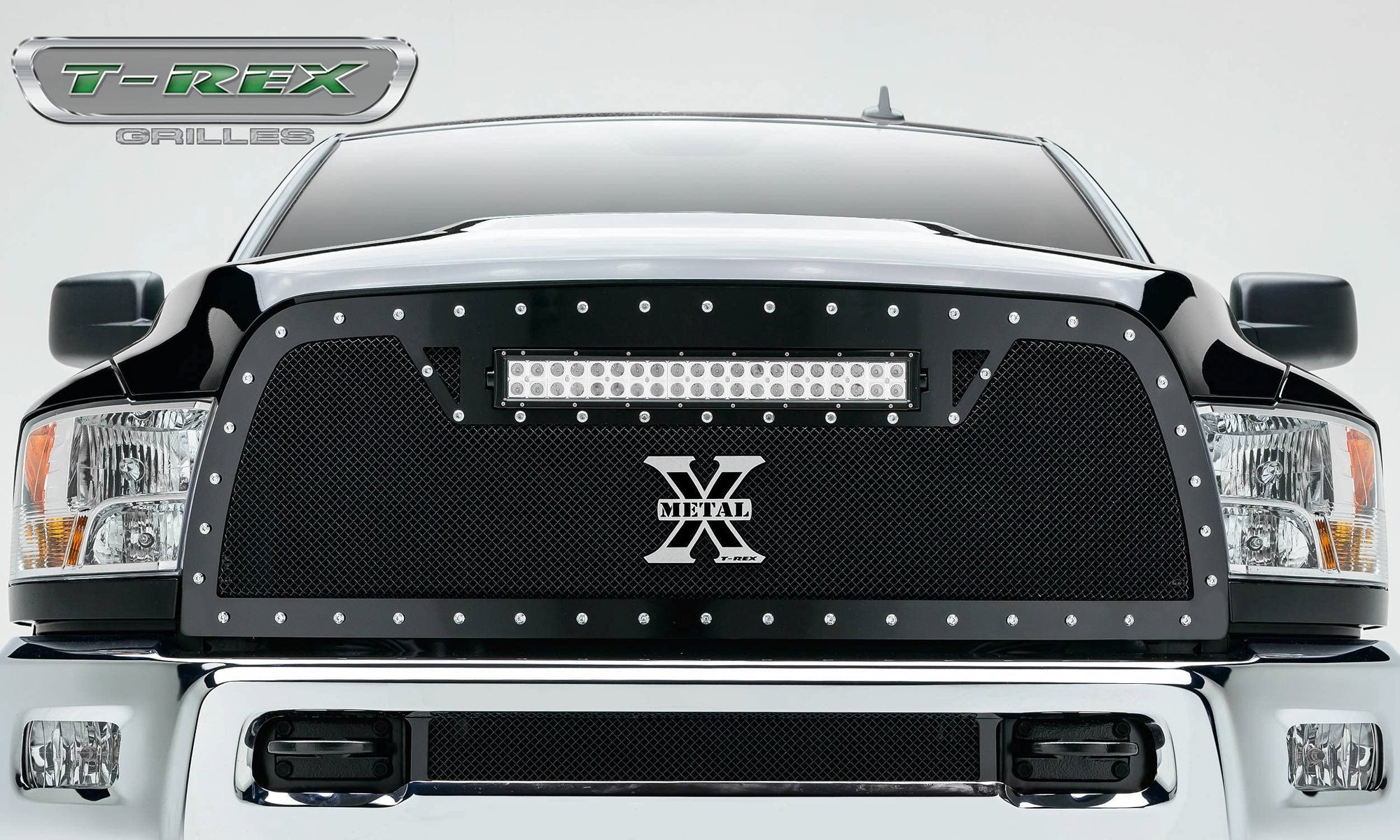 Torch Grille, 2010-2012 Ram 2500, 3500 Black, 1 Pc, Replacement, Chrome Studs with (1) 20" LED - PN #6314531