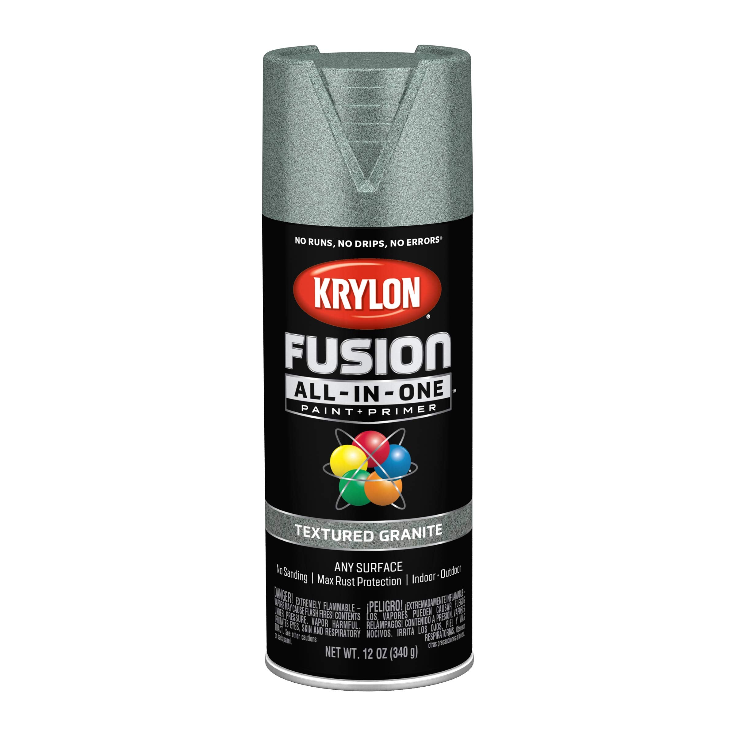 Krylon All-In-One Fusion Adhesive Spray Paint for Indoor/Outdoor Use, 12 oz, Granite