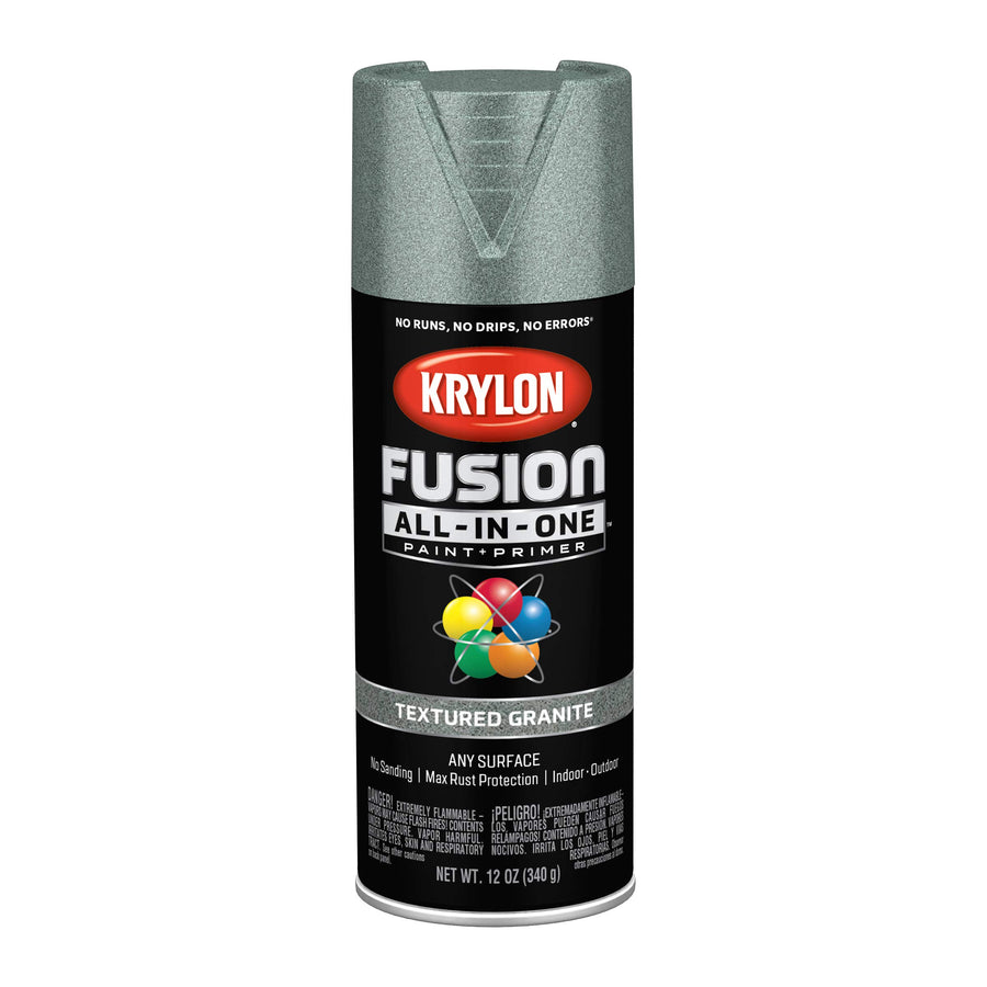 Krylon All-In-One Fusion Adhesive Spray Paint for Indoor/Outdoor Use, 12 oz, Granite
