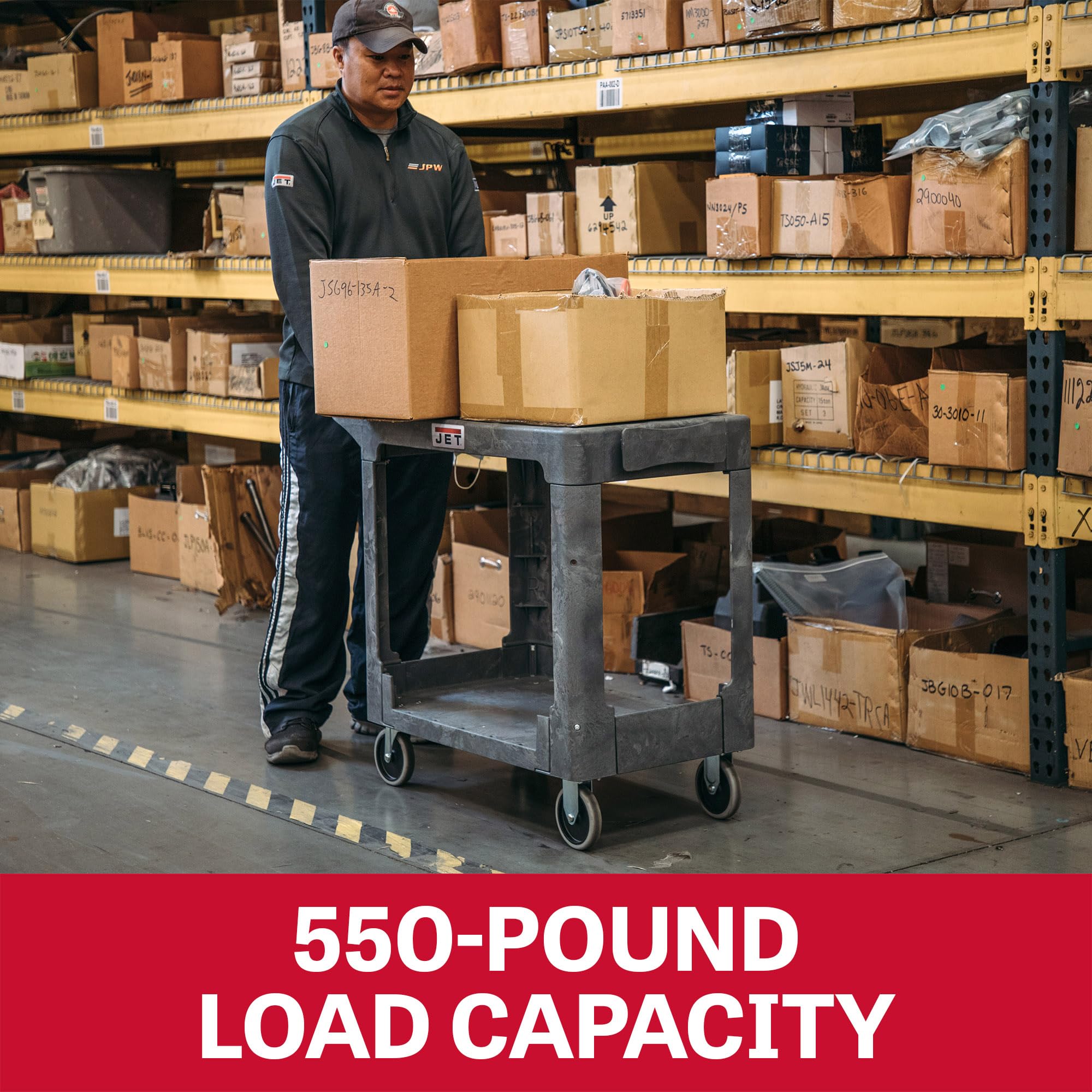 JET 550 Lbs. Capacity Flat Top Utility Service Cart, 38" x 19" (PUC-3819)