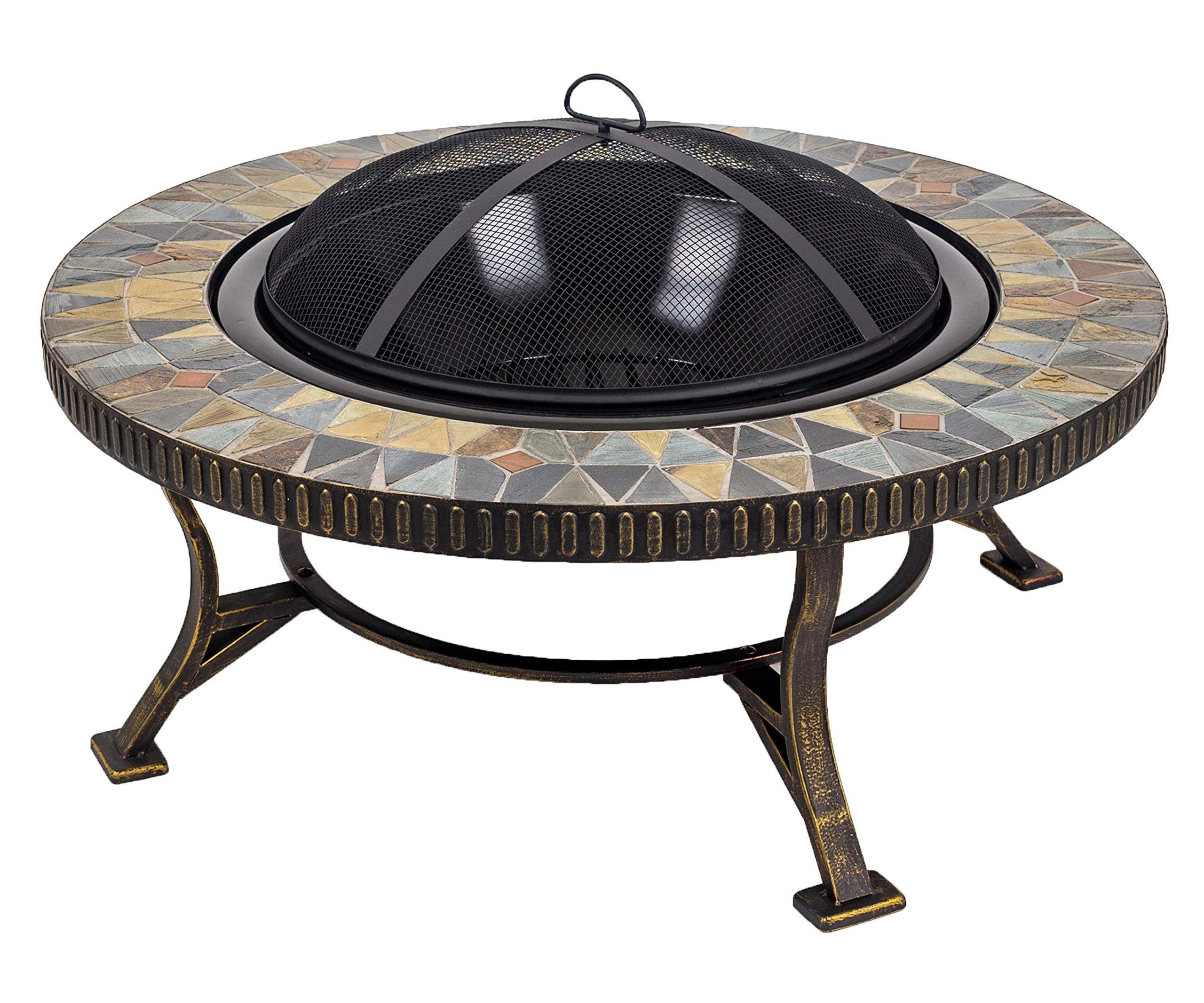 GHP Group Pleasant Hearth OFW088RC fire Pit, Rubbed Gold