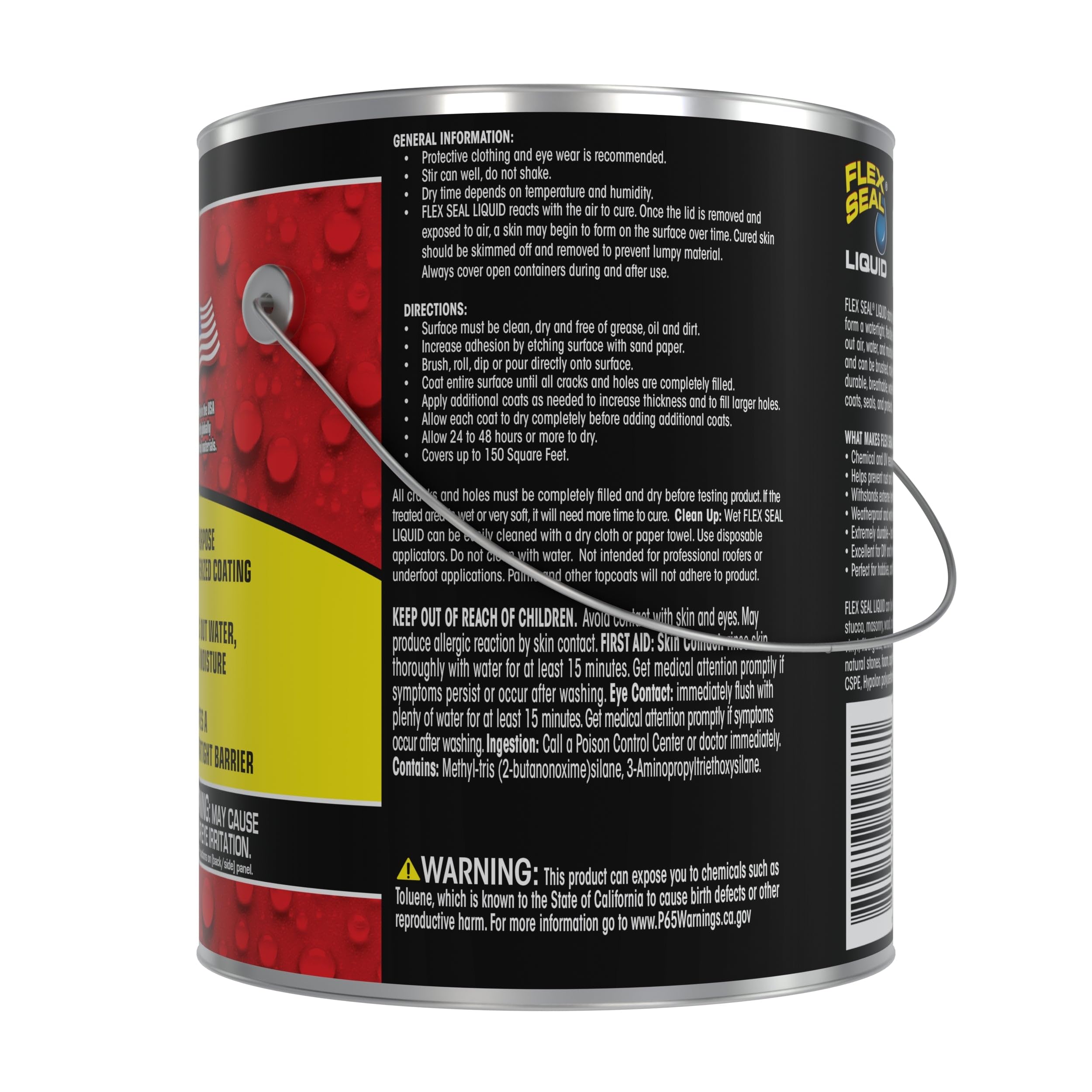 Rubber Coating Sealant, Flex Seal Liquid, Waterproof, Flexible, Breathable, and UV Resistant, Roof Repair, Basements, RV, Campers, Trailers, Marine, EPDM, Masonry, Black, 1 Gallon